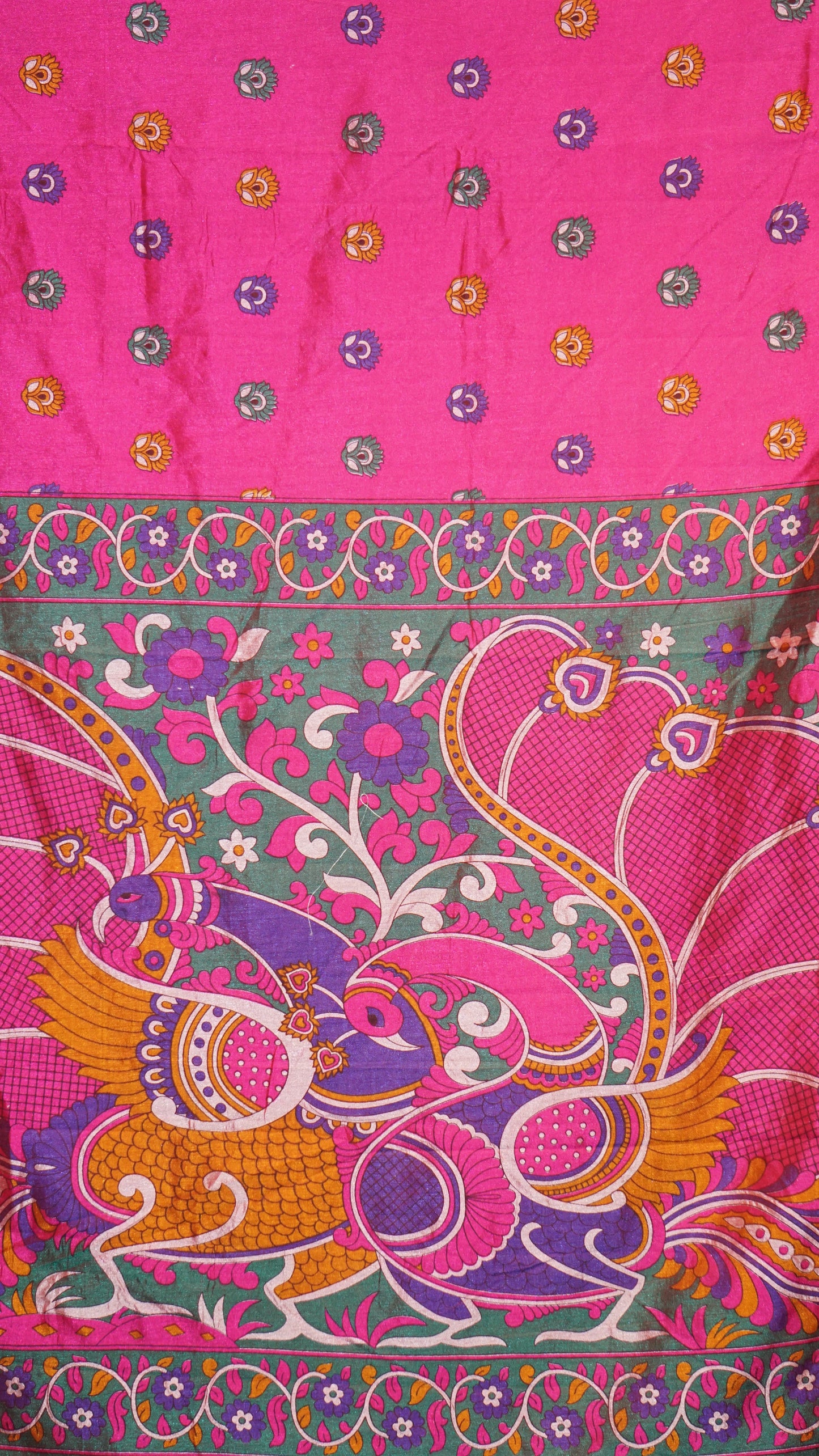 Semi Pattola Saree Kalamkari Print Pink