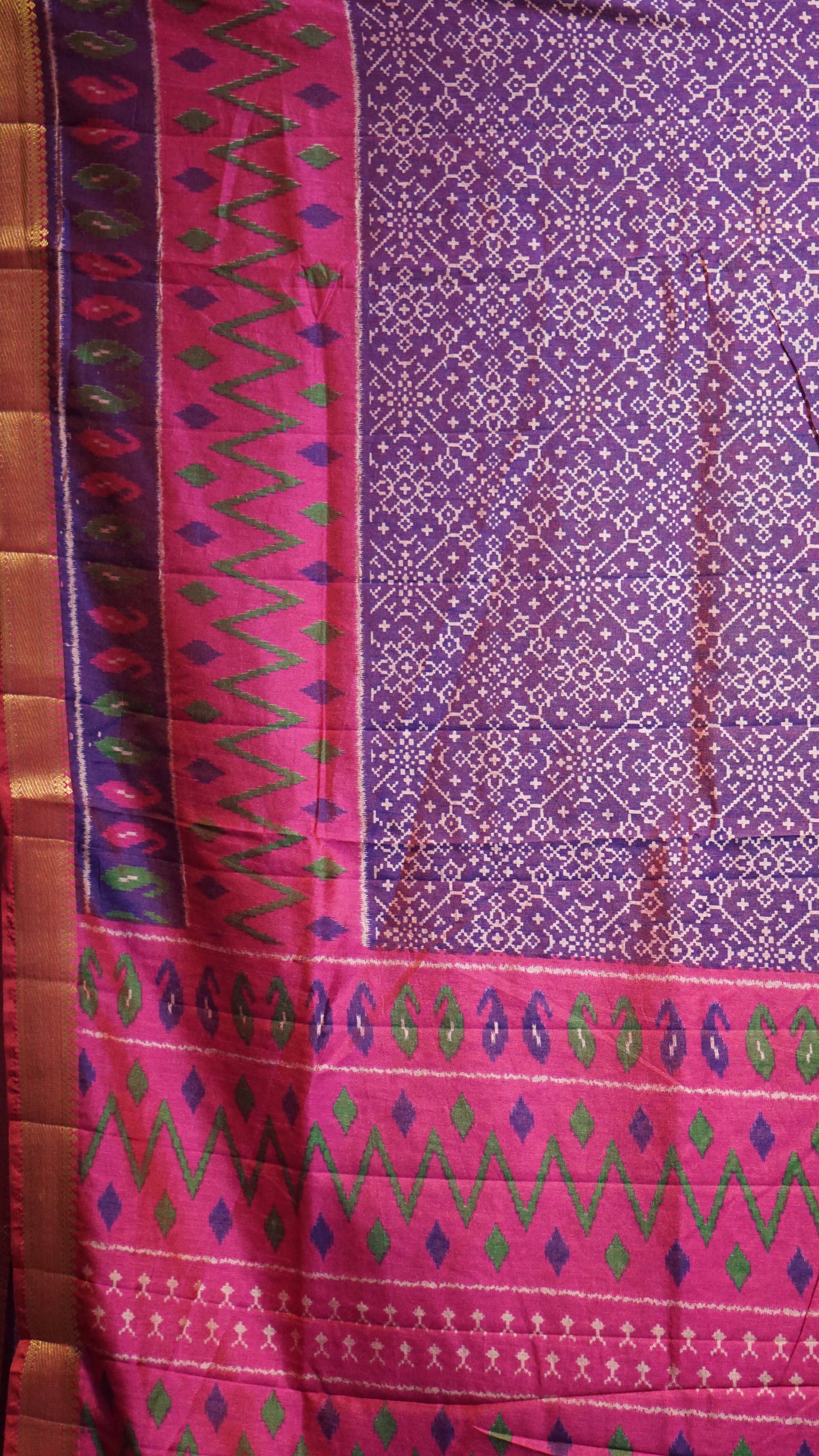 Semi Pattola Saree Pochampally Print - Purple