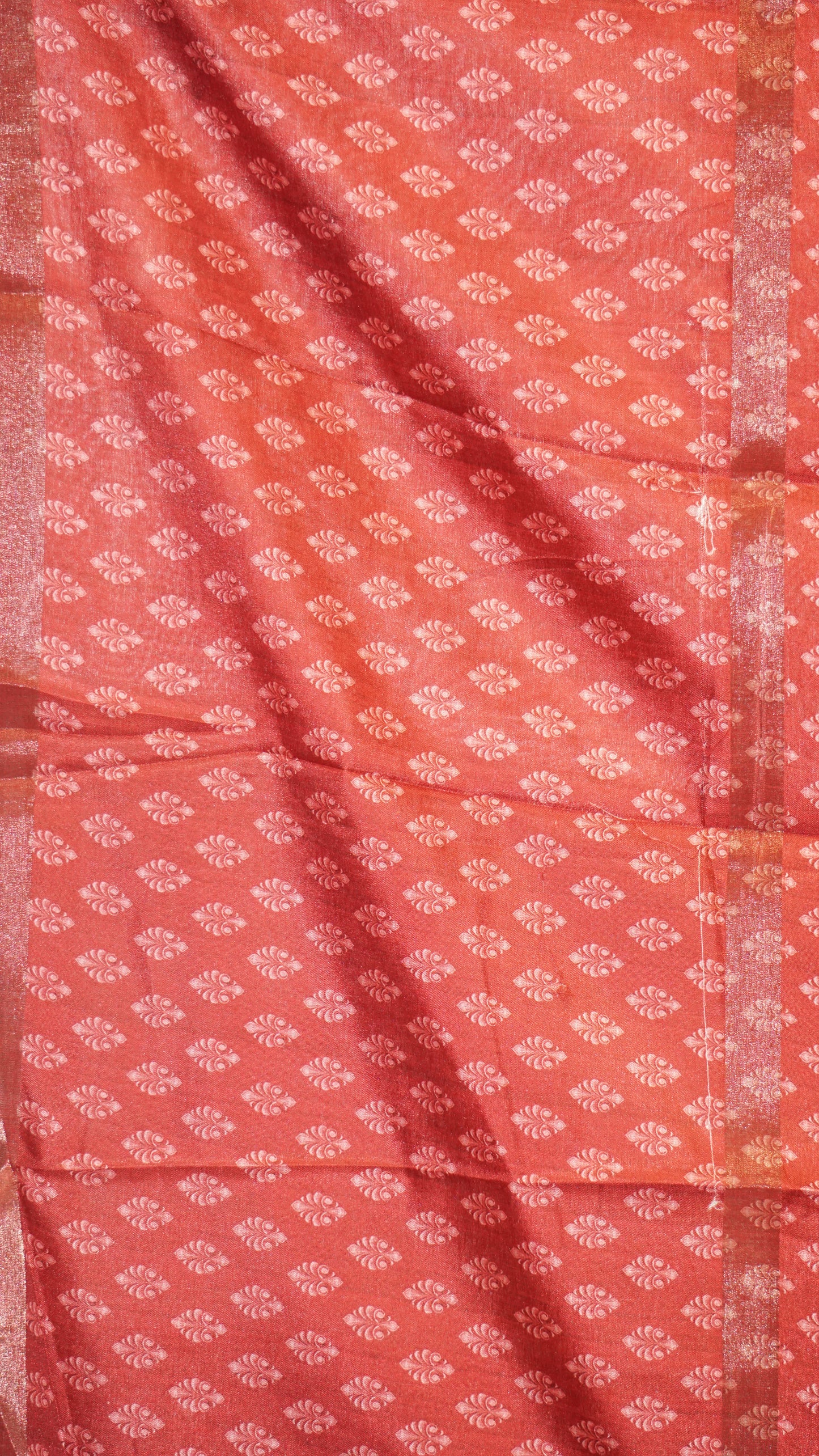 Semi Printed Silk Saree - Red