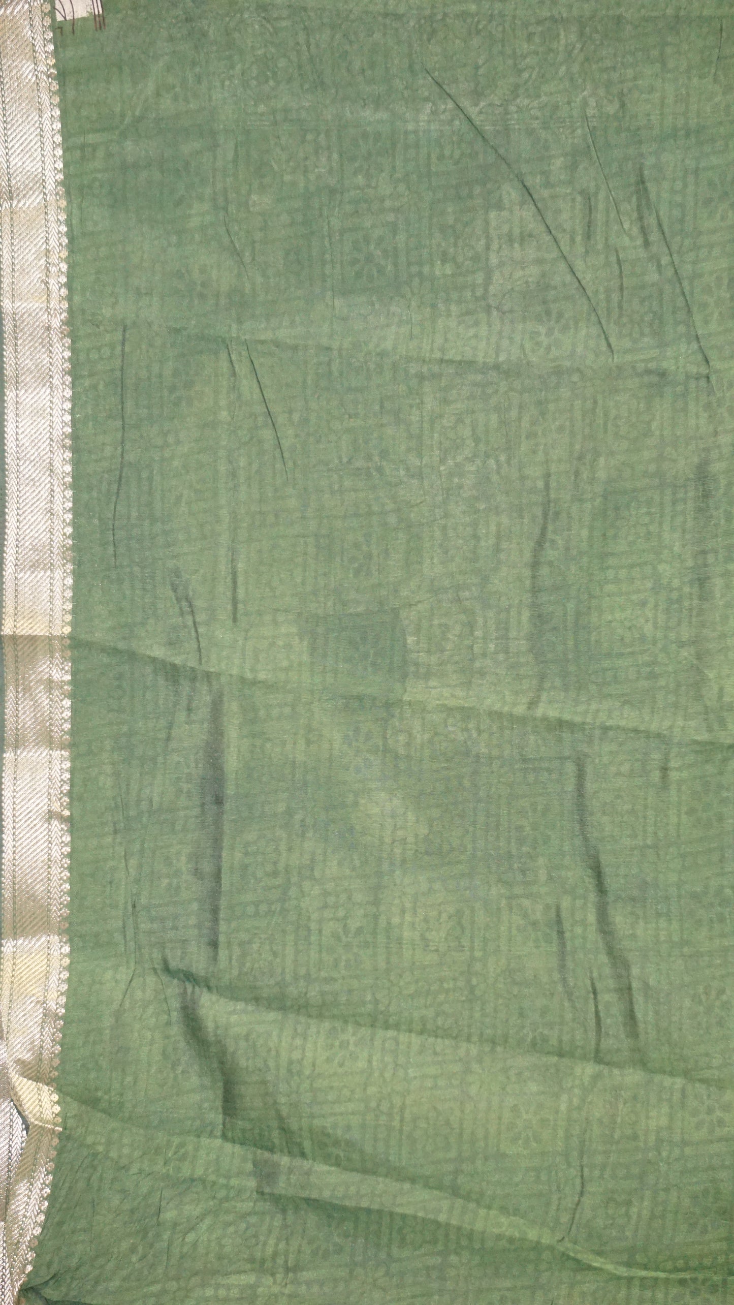 Malai Cotton Saree Pichwai Print Green