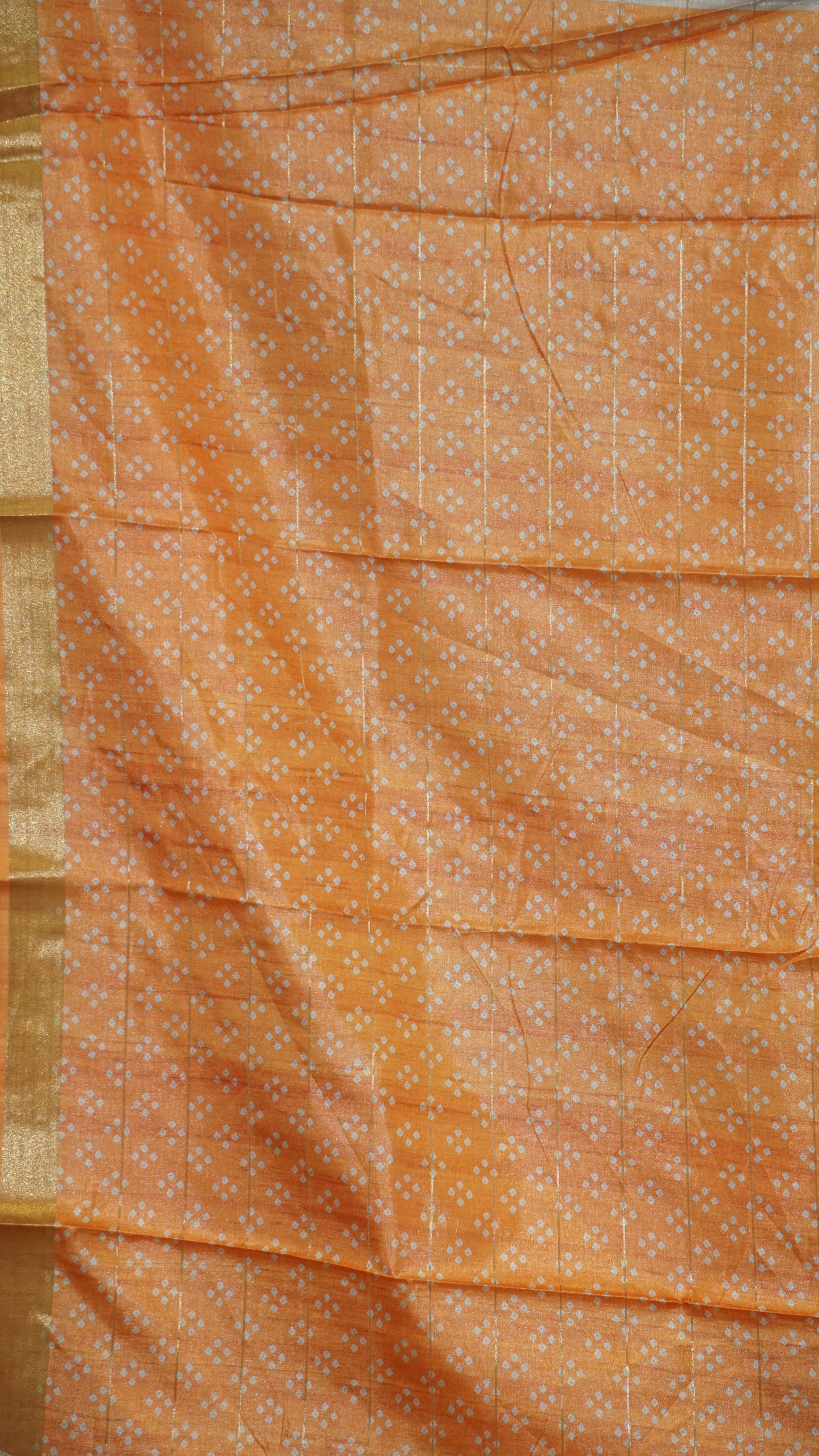 Korean Tussar Saree Mohini Print Orange