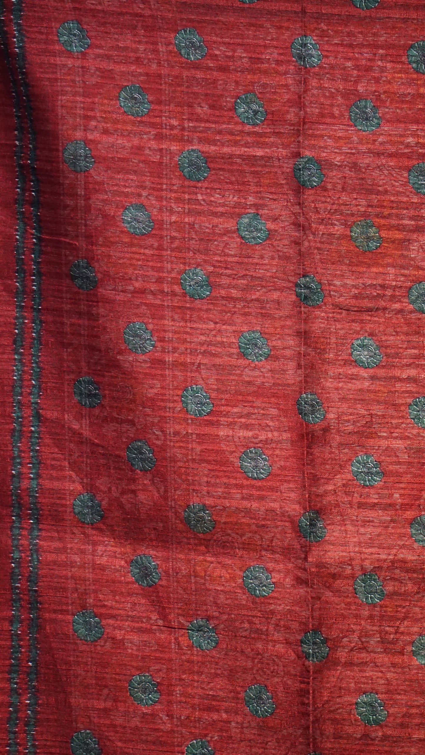 Jute Cotton Saree Kalamkari Print Green