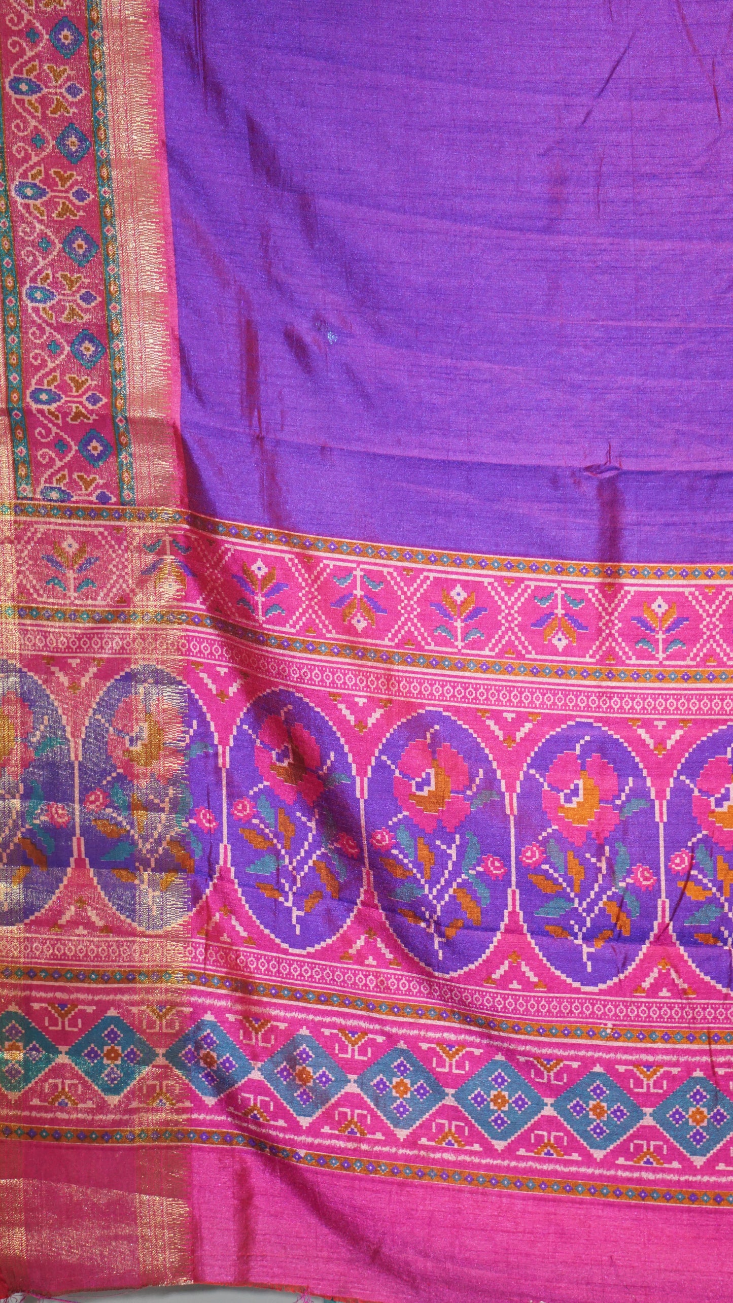 Semi Pattola Saree Solid - Purple