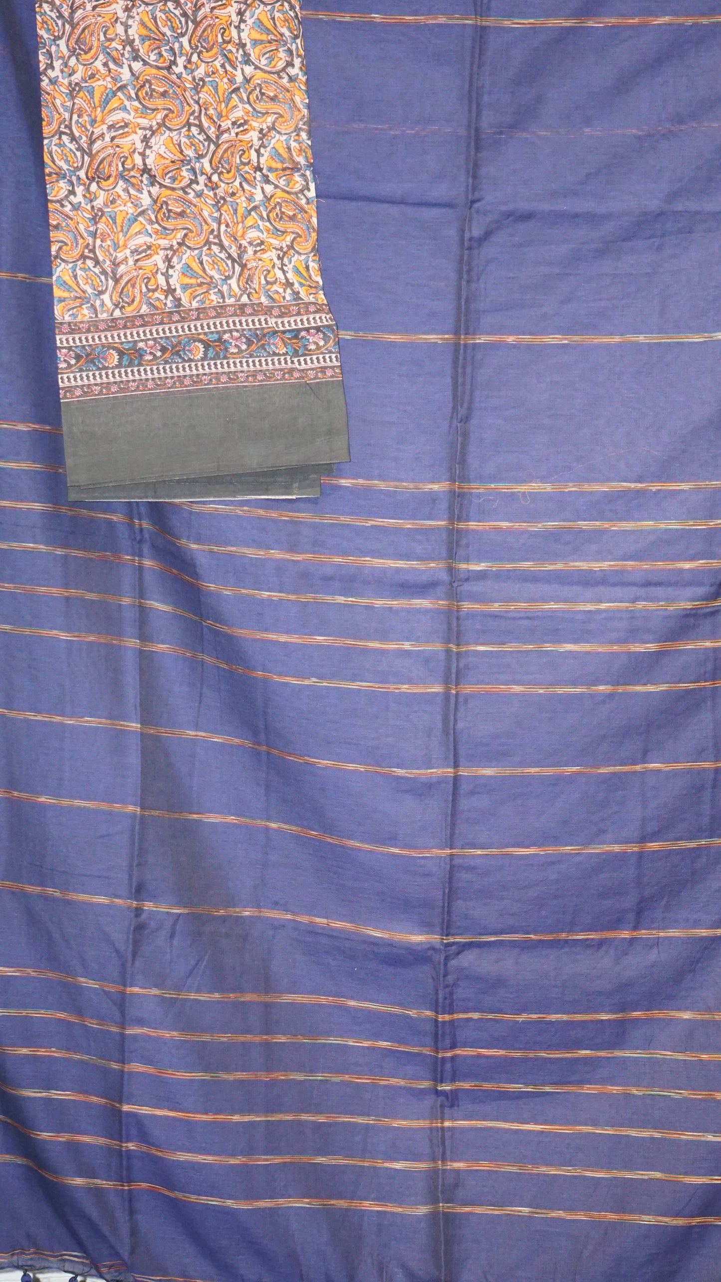 Handloom Cotton Saree Navy Blue