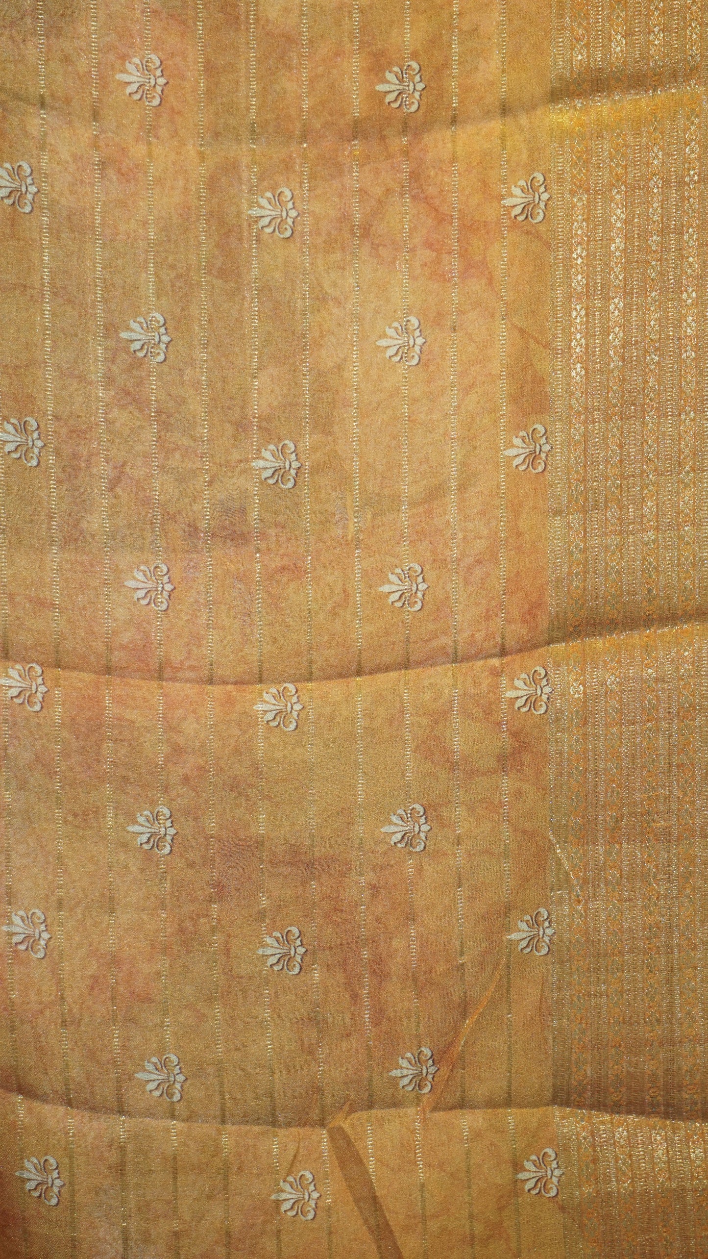 Shiffon Saree Pichwai Print Black to Mustard