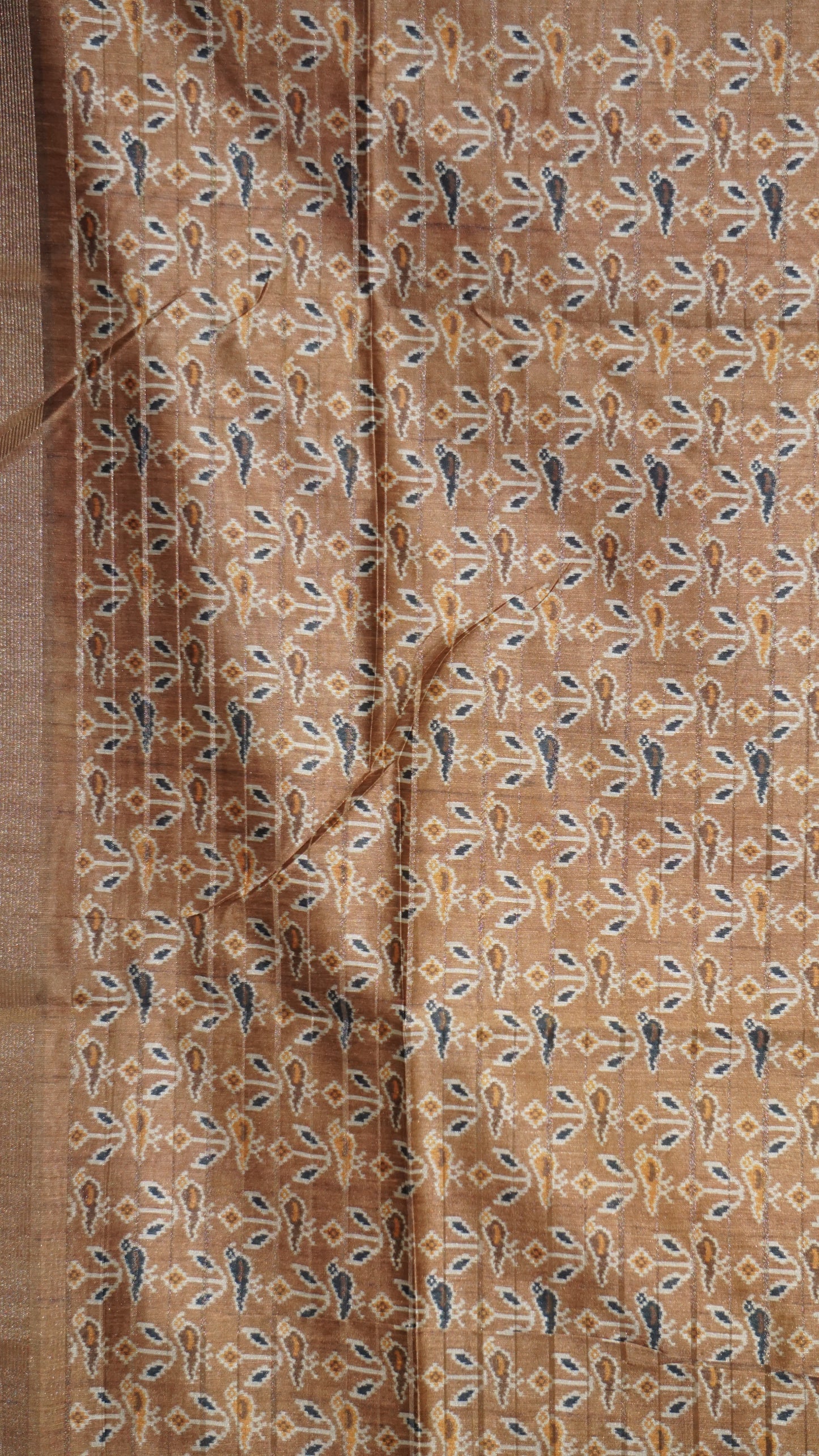 Semi Tussar Saree With Patola Print Mustard