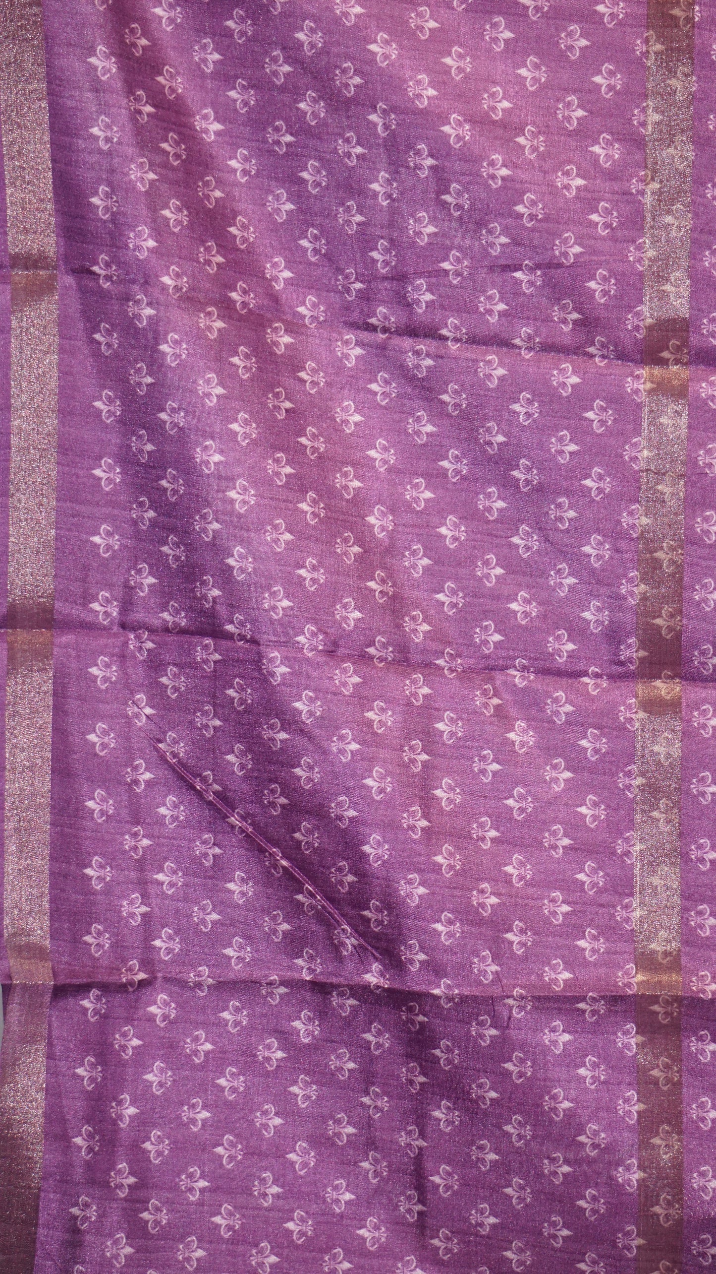 Semi Printed Silk Saree - Purple