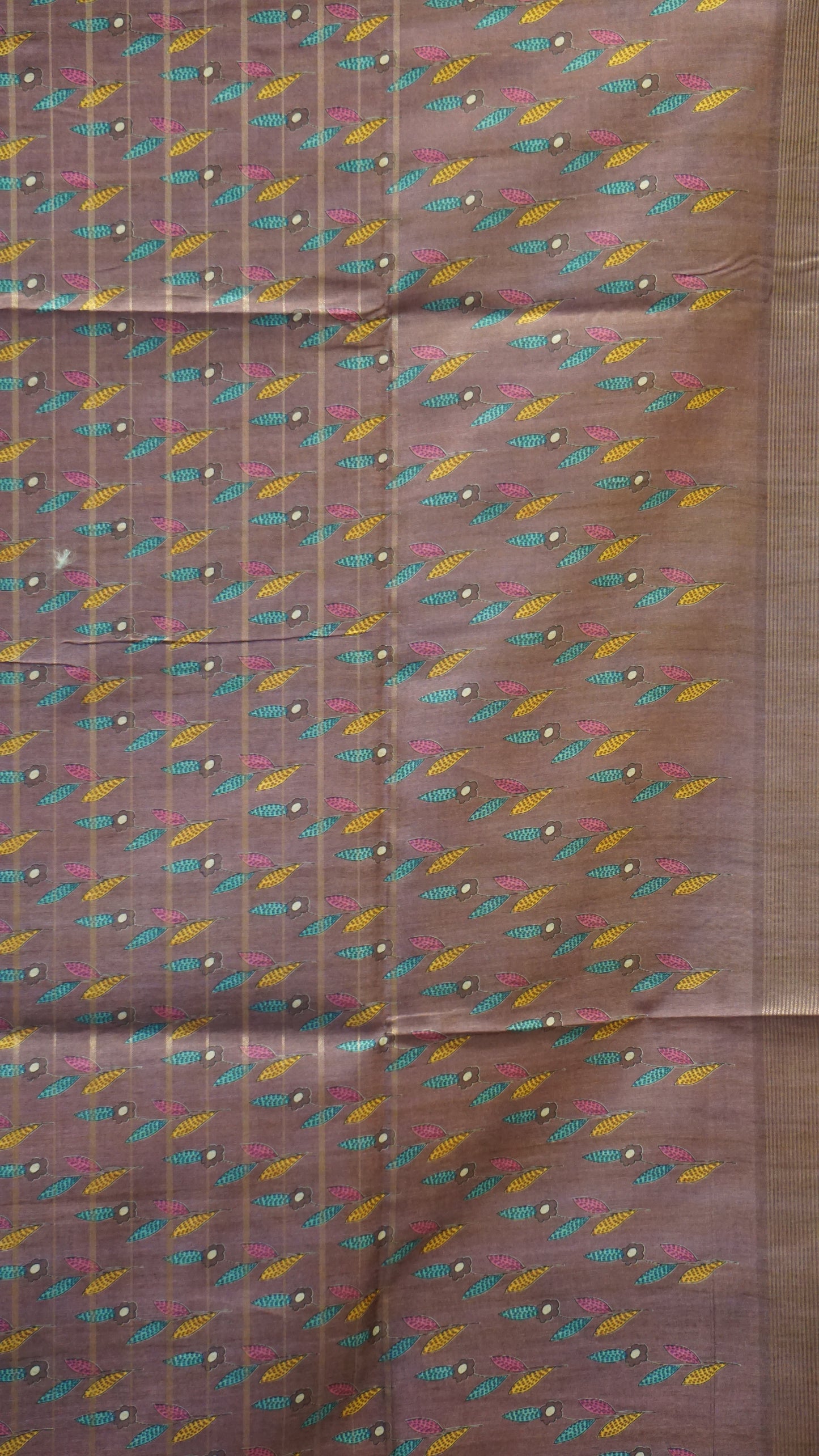 Semi Tussar Saree With Deer Border - Lavender
