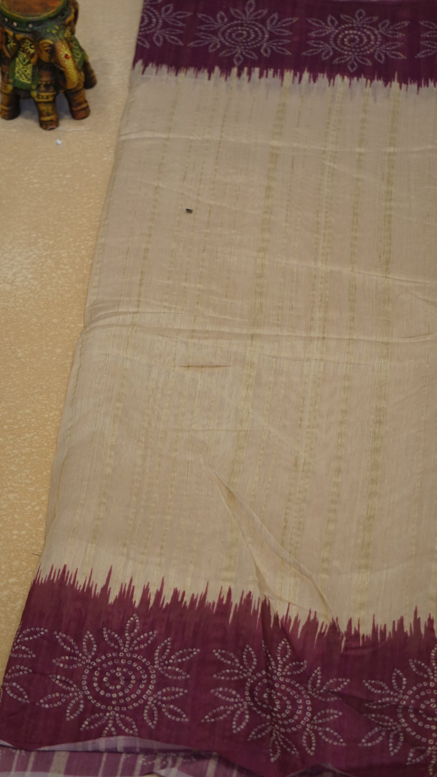 Semi Tussar Saree - Sandal & Purple