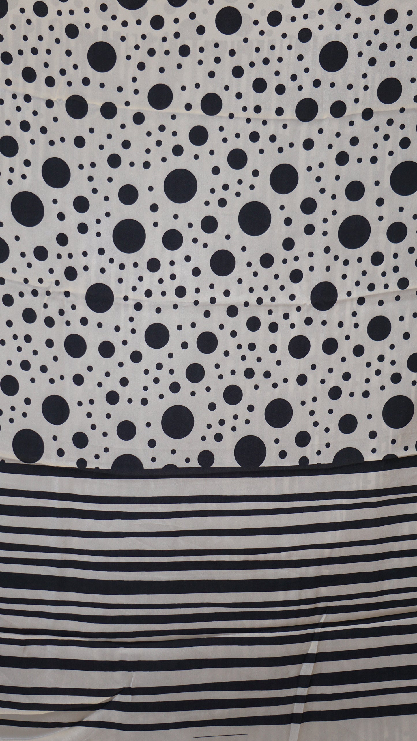 Modal Satin Saree - White With Black Polka Dots