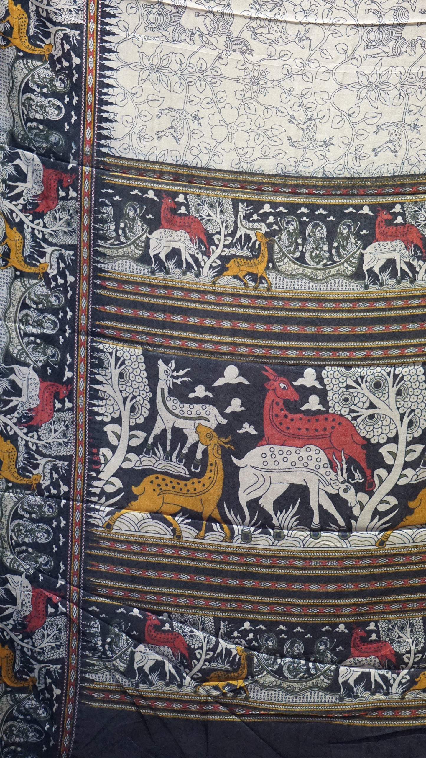 Dola Silk Kalamkari Print Black Border