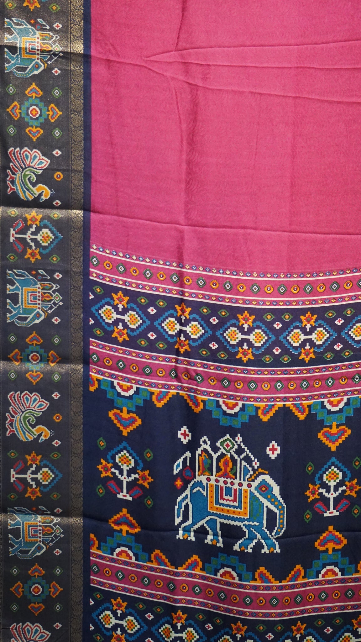Shiffon Saree Pink - Navy Blue