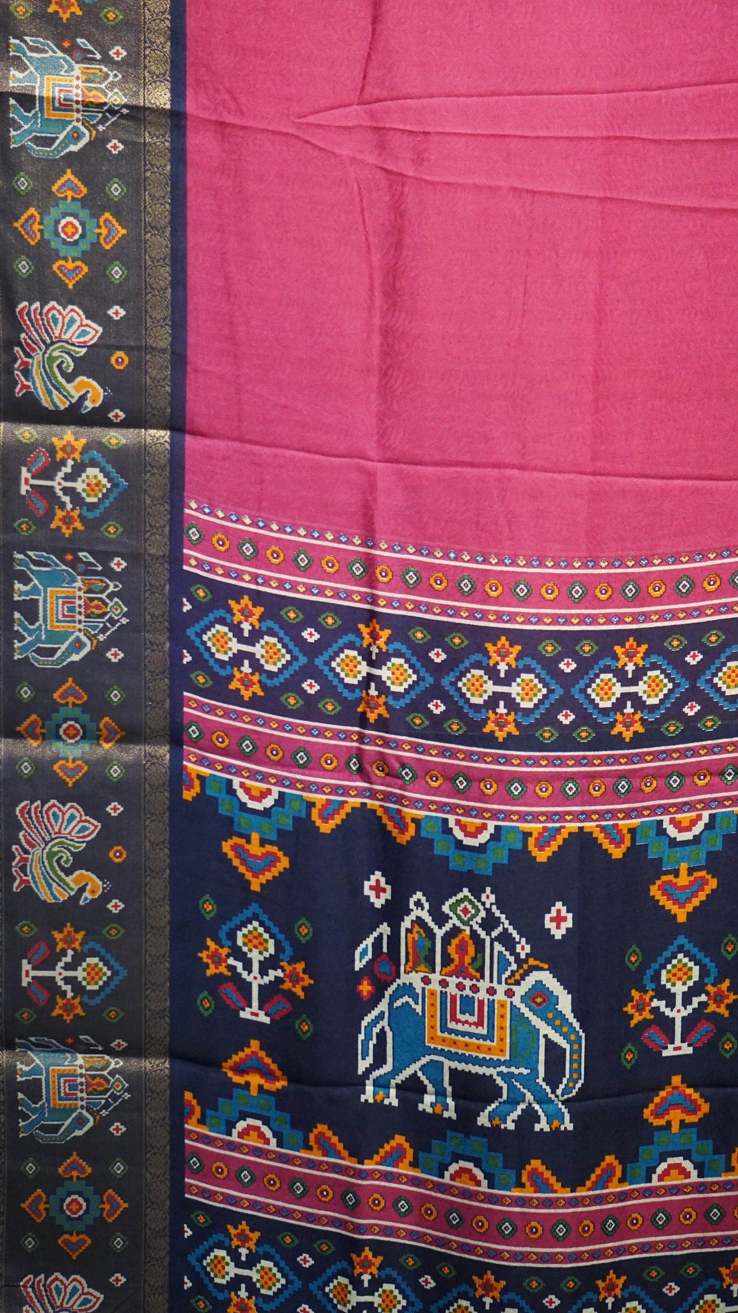 Shiffon Saree Pink - Navy Blue