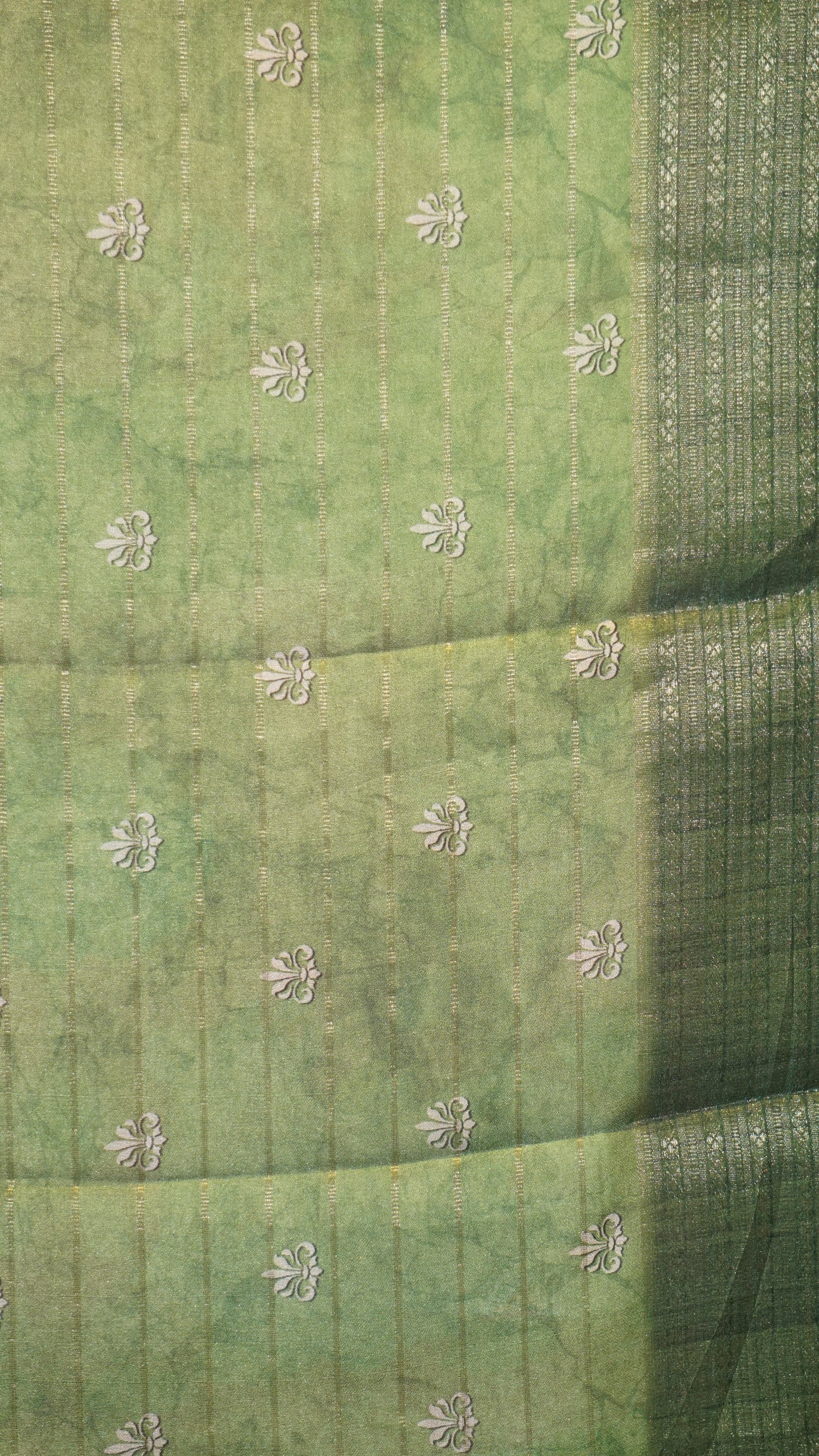 Shiffon Saree Pichwai Print Pink to Green