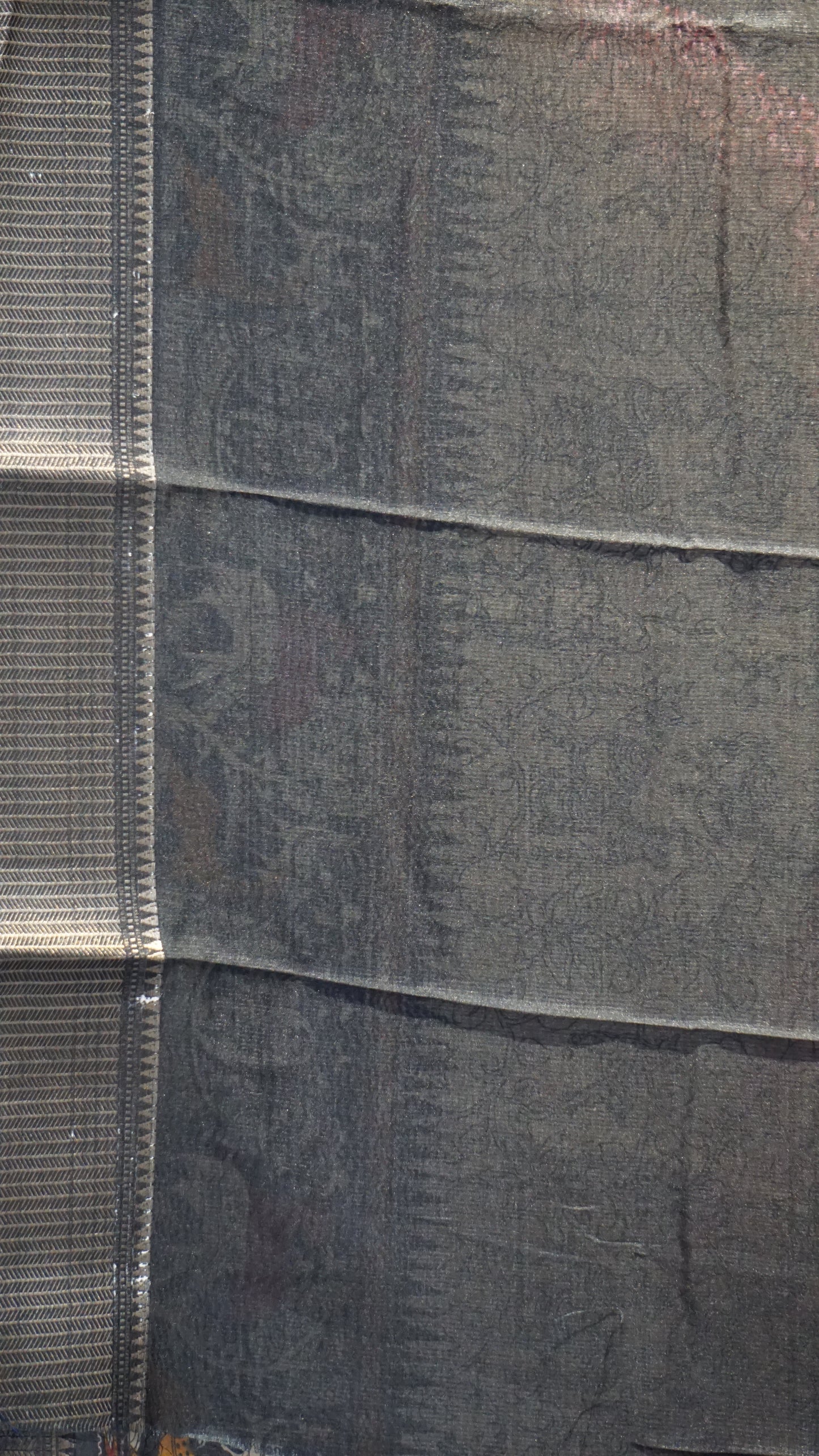 Dola Silk Kalamkari Print Black Border