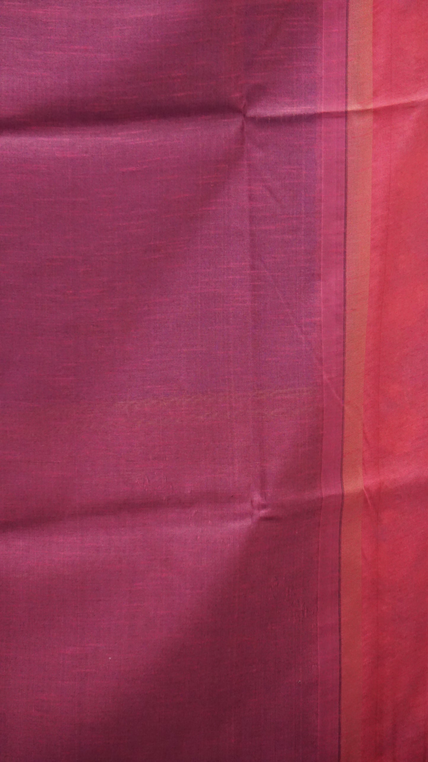 Semi Raw Silk Saree - Navy Blue With Magenta Floral Border