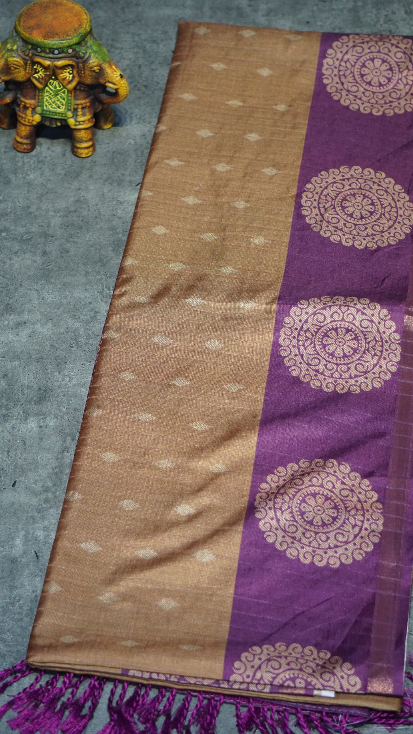 Semi Tussar Saree Light Brown