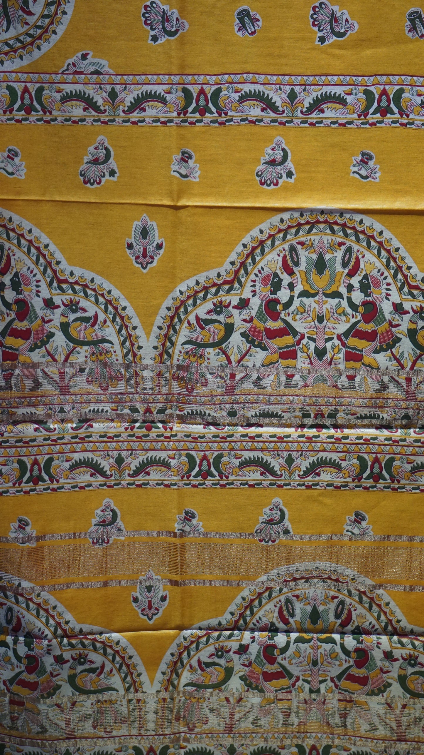 Semi Linen Kalamkari Saree Yellow