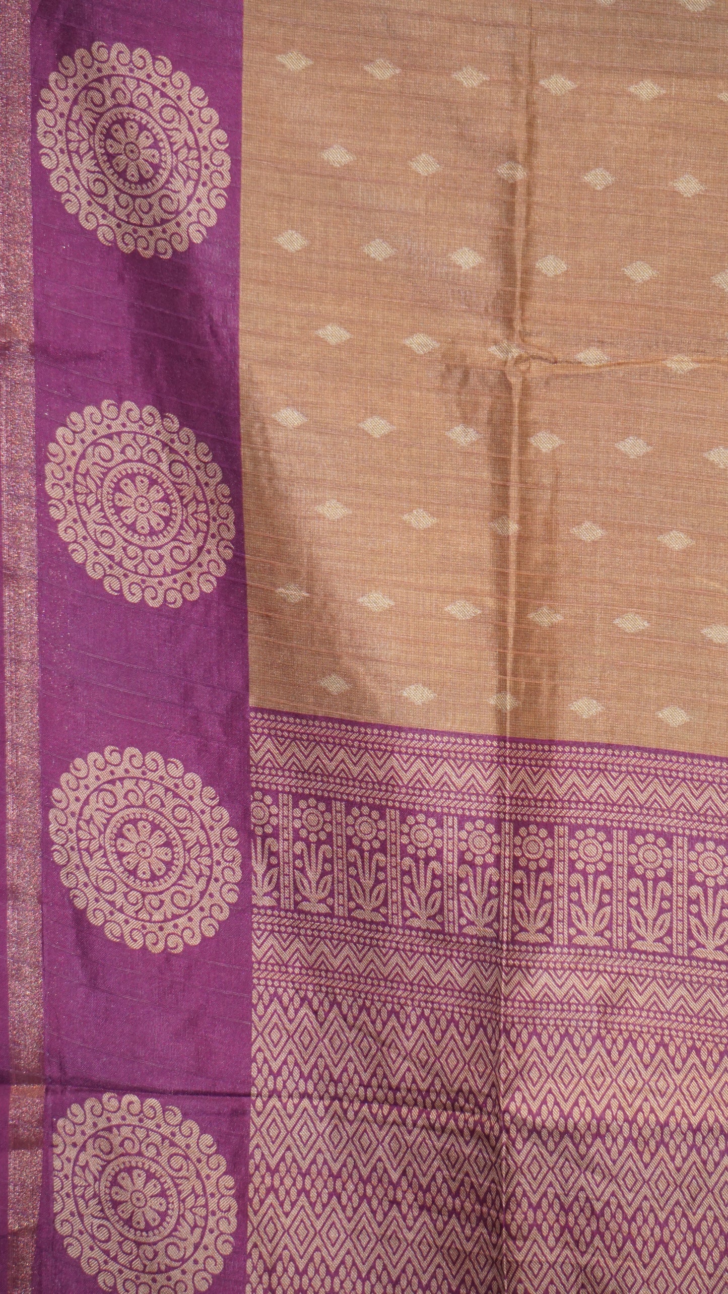 Semi Tussar Saree Light Brown