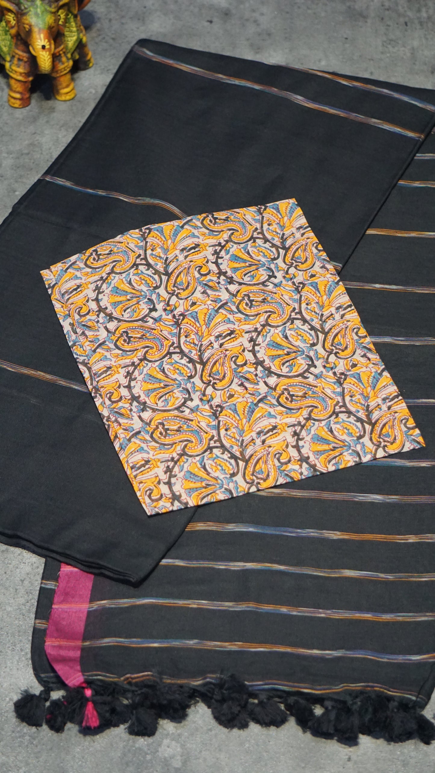 Handloom Cotton Saree Black