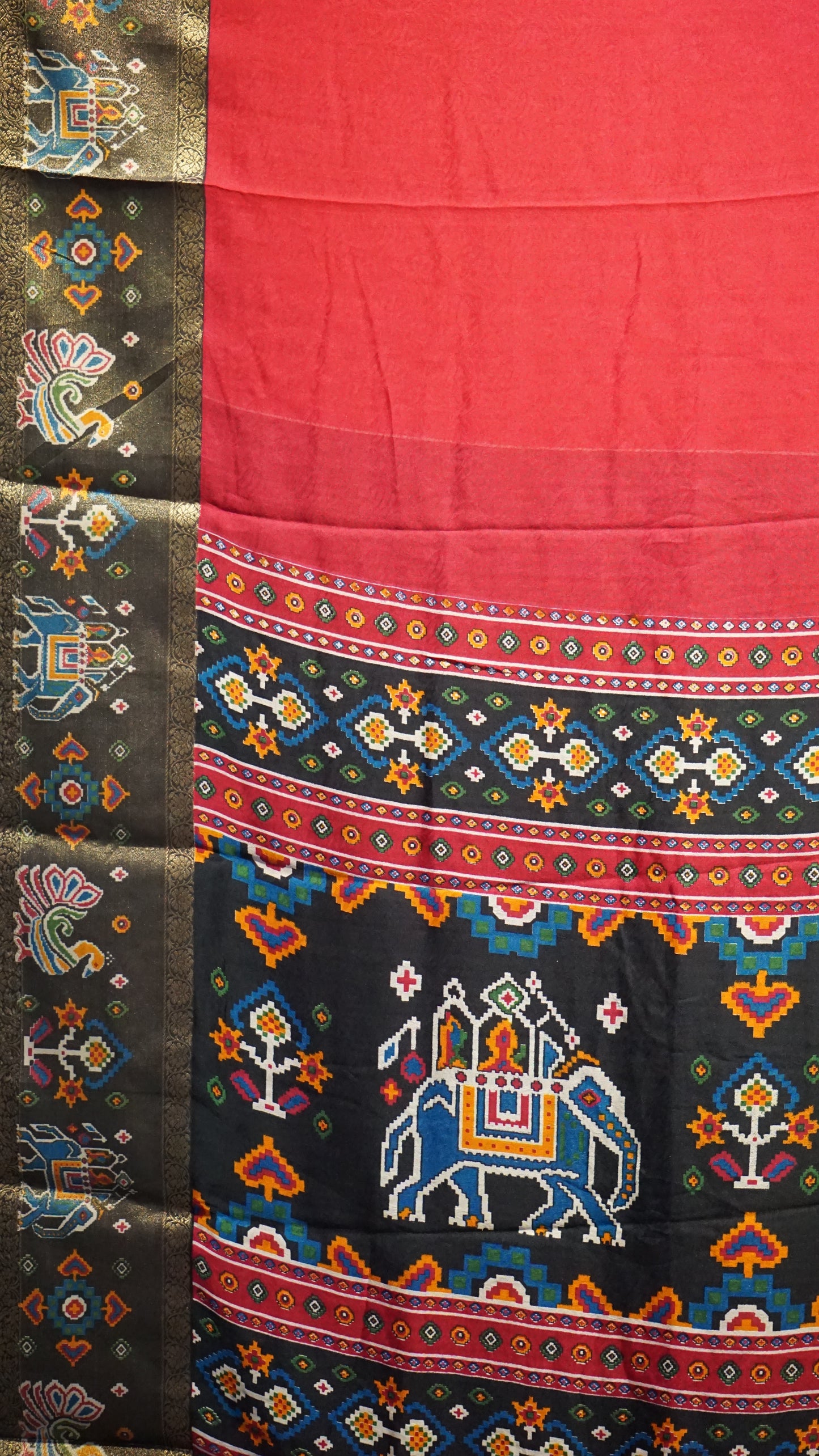Shiffon Saree Red - Black