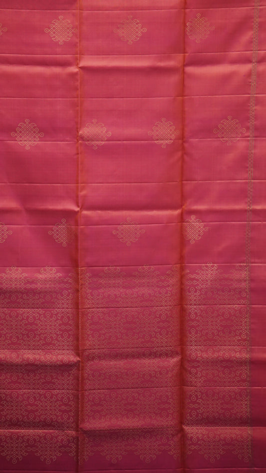 Pure Soft Silk Saree Kolam Design - Light Pink