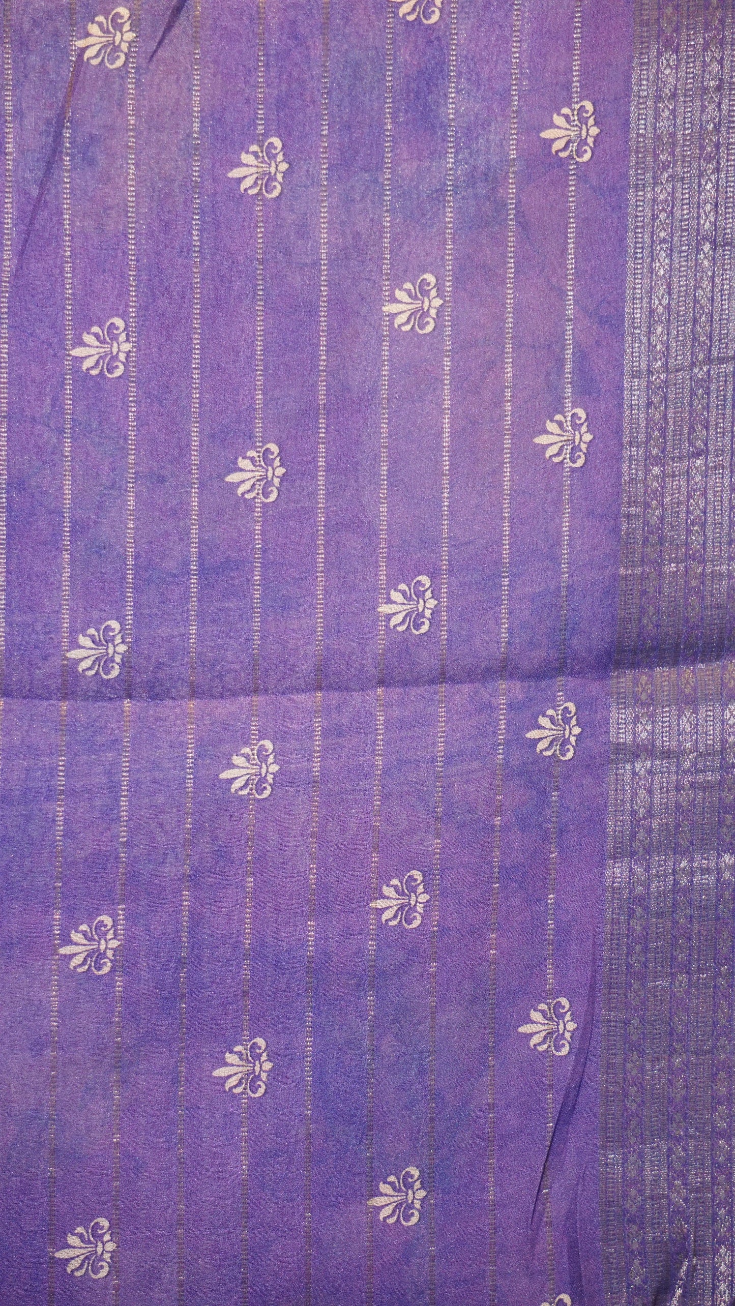 Shiffon Saree Pichwai Print Purple to Violet
