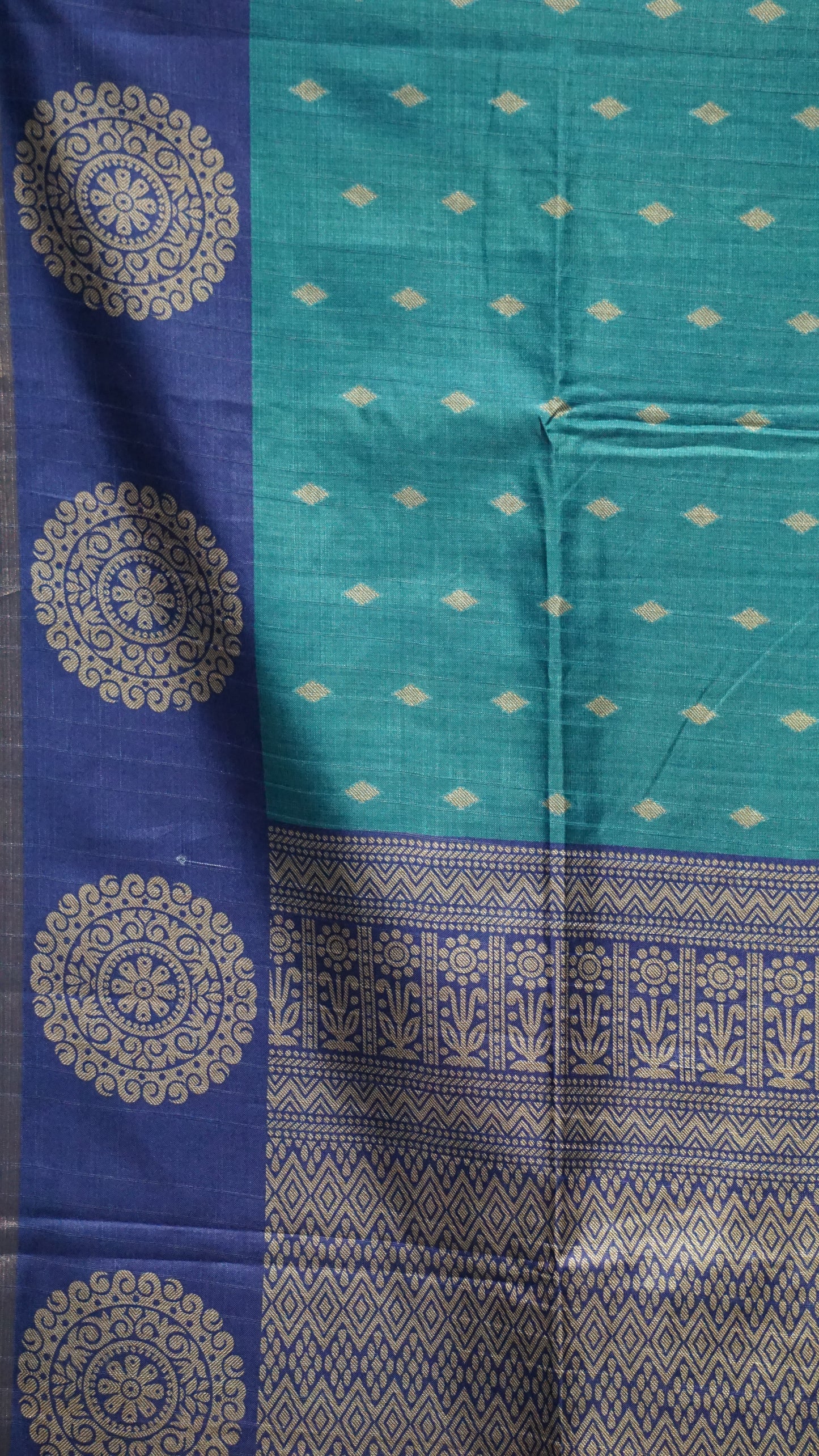 Semi Tussar Saree Peacock Blue