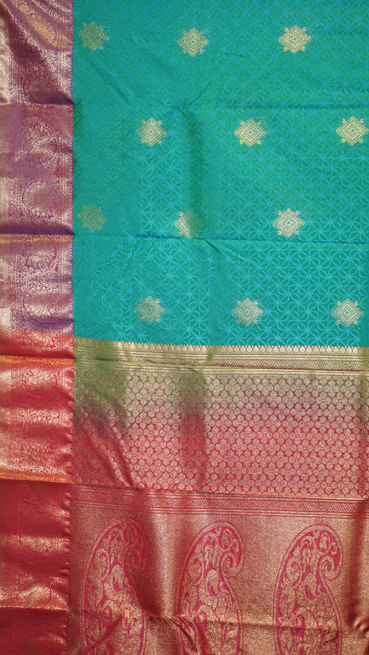 Semi Kanjeevaram Saree Peacock Green