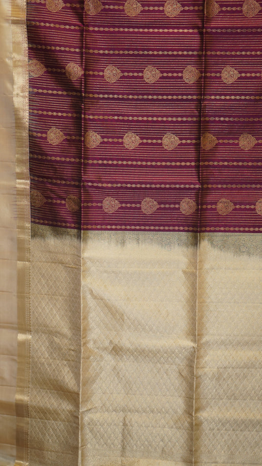 SPure Soft Silk Saree - Wine & Sandal