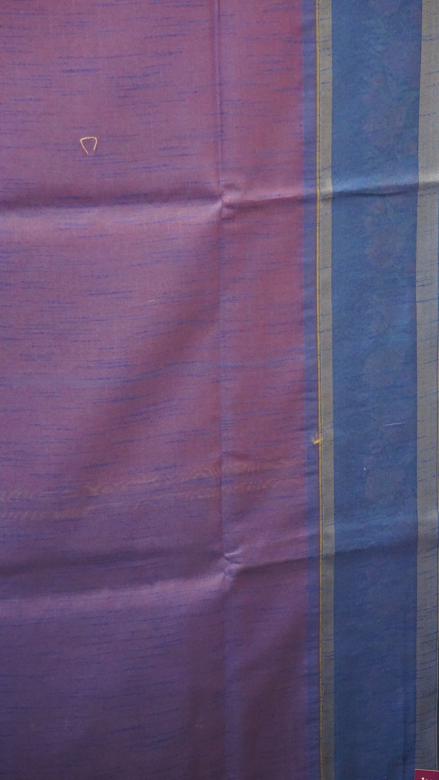 Semi Raw Silk Saree - Red With Navy Blue Floral Border