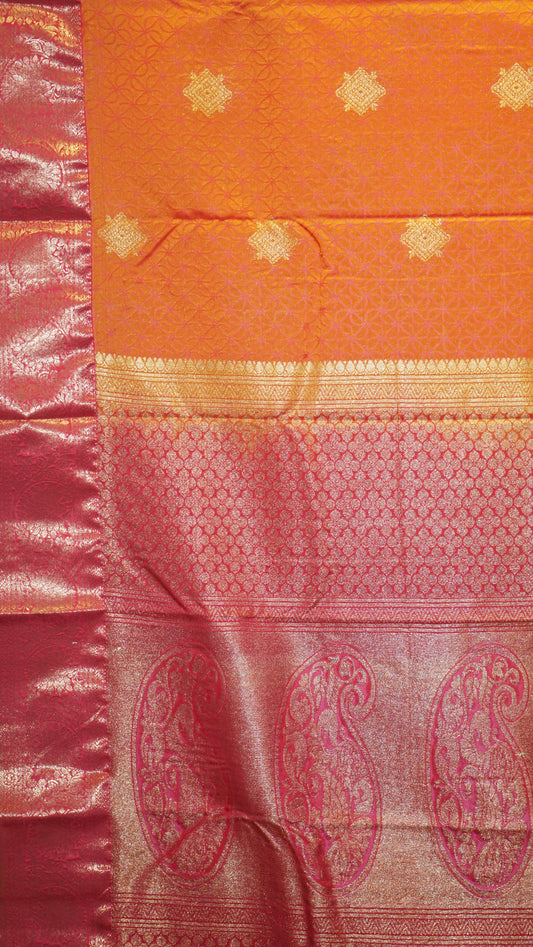 Semi Kanjeevaram Saree Orange
