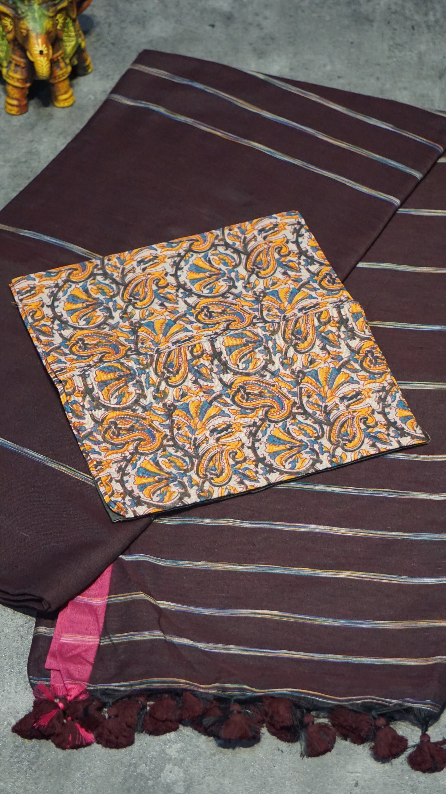 Handloom Cotton Saree Wine