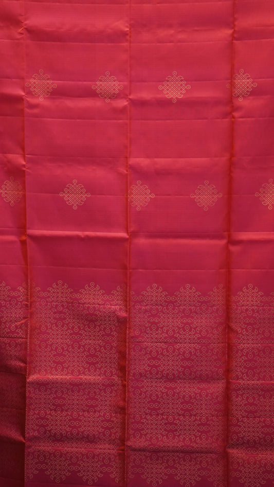 Pure Soft Silk Saree Kolam Design - Dark Pink