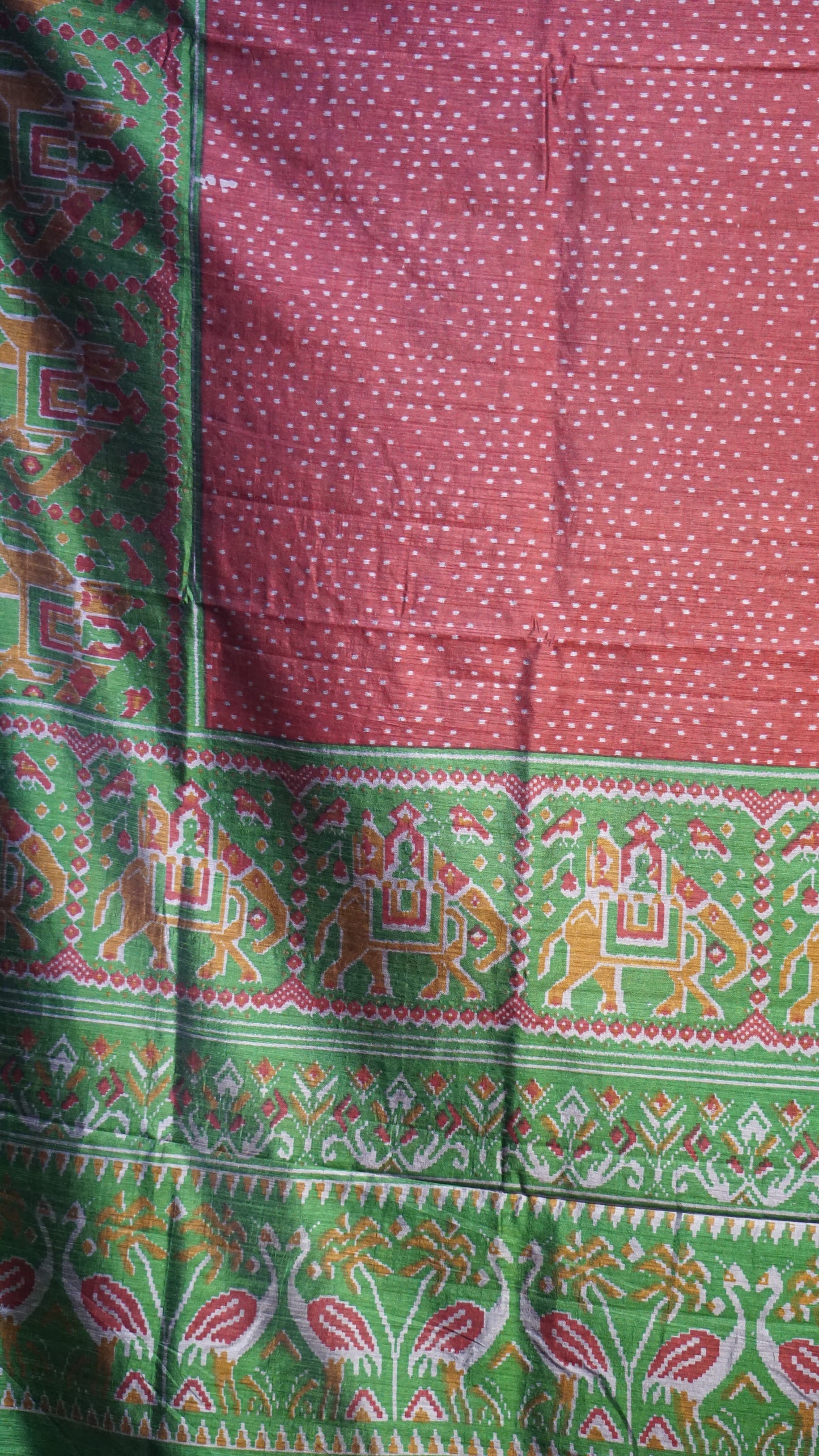 Semi Pattola Saree Dotted - Brown
