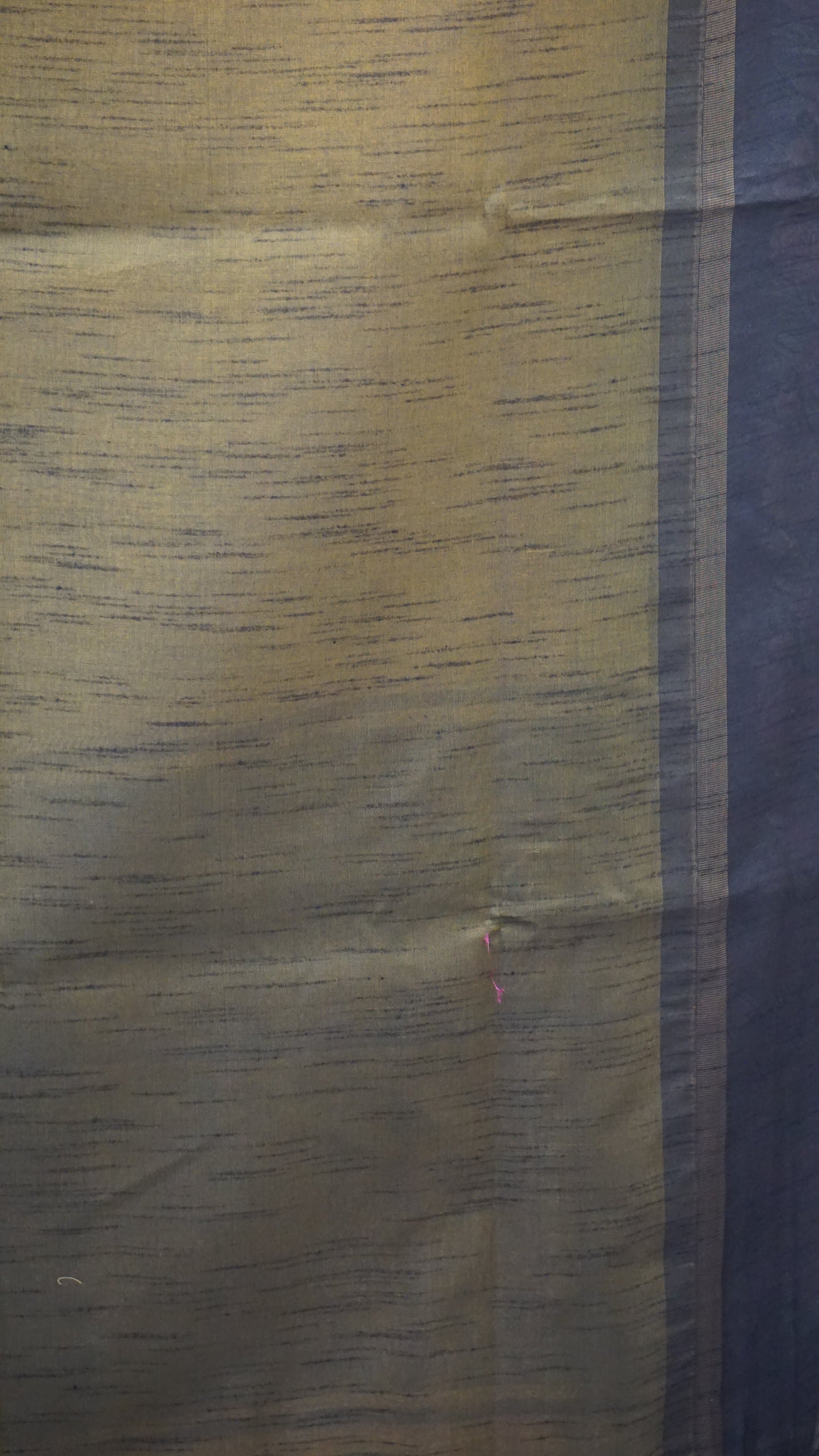 Semi Raw Silk Saree - Yellow With Black Floral Border