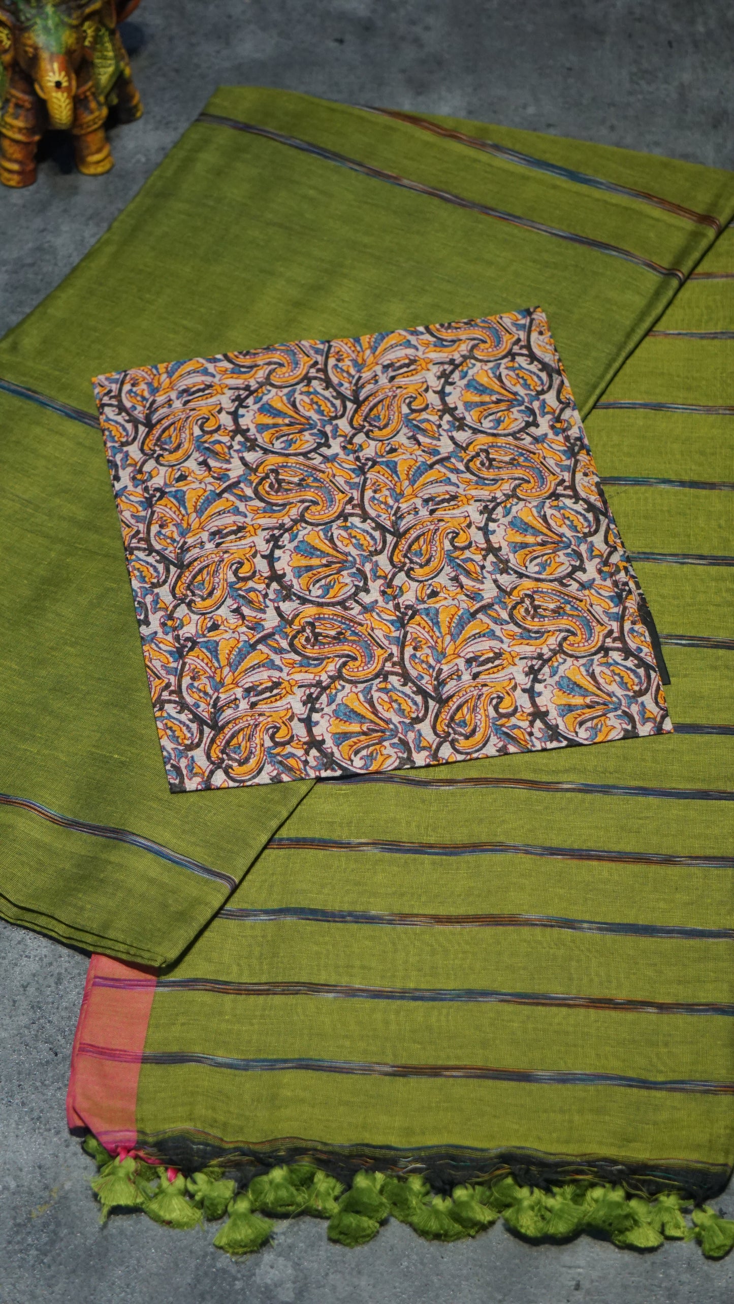 Handloom Cotton Saree Light Green