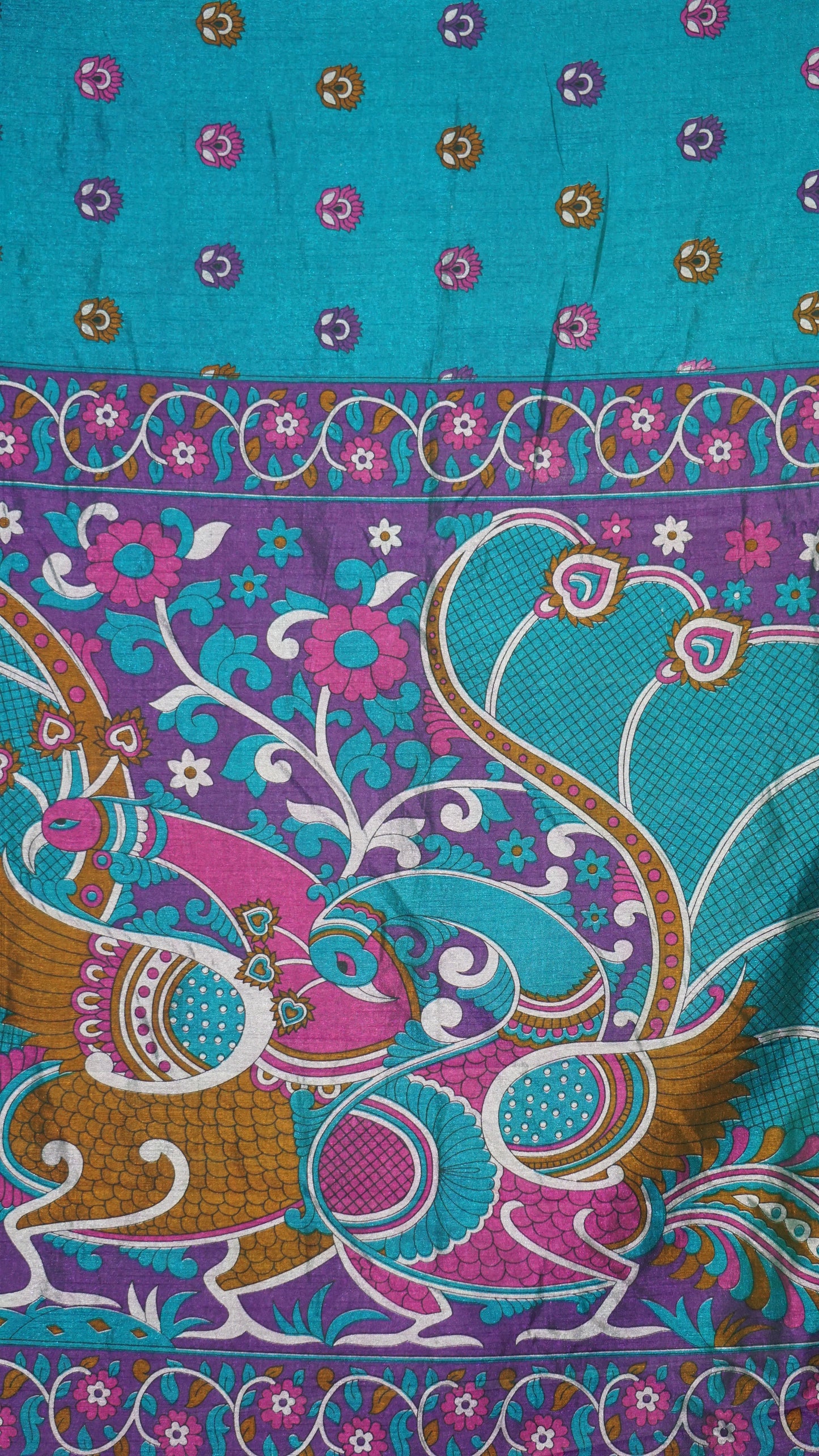 Semi Pattola Saree Kalamkari Print Royal Blue