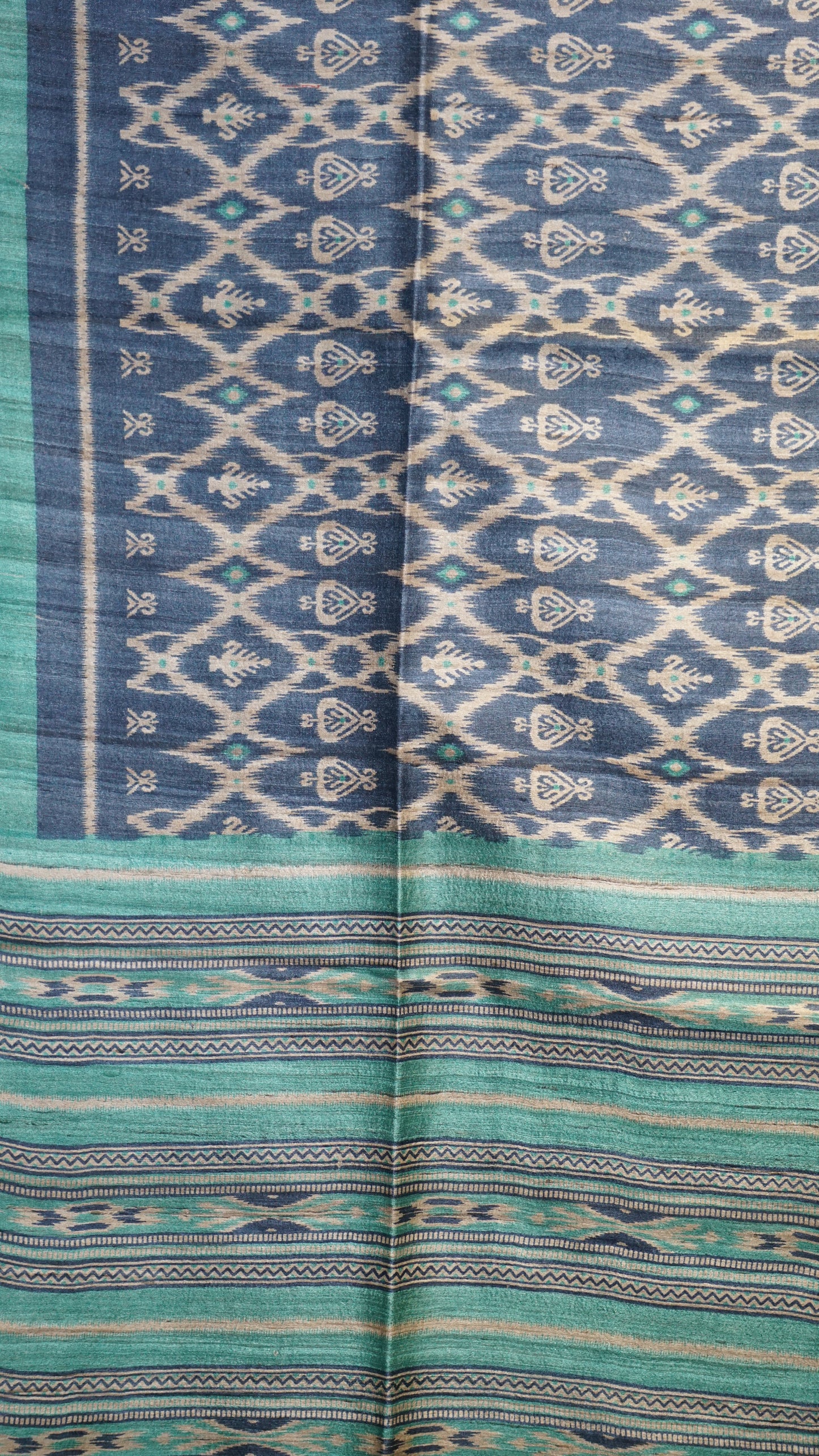 Pure Tussar Saree - Navy Blue & Blue