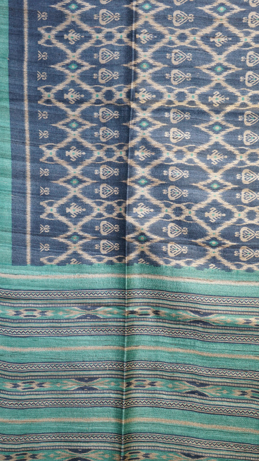 Pure Tussar Saree - Navy Blue & Blue