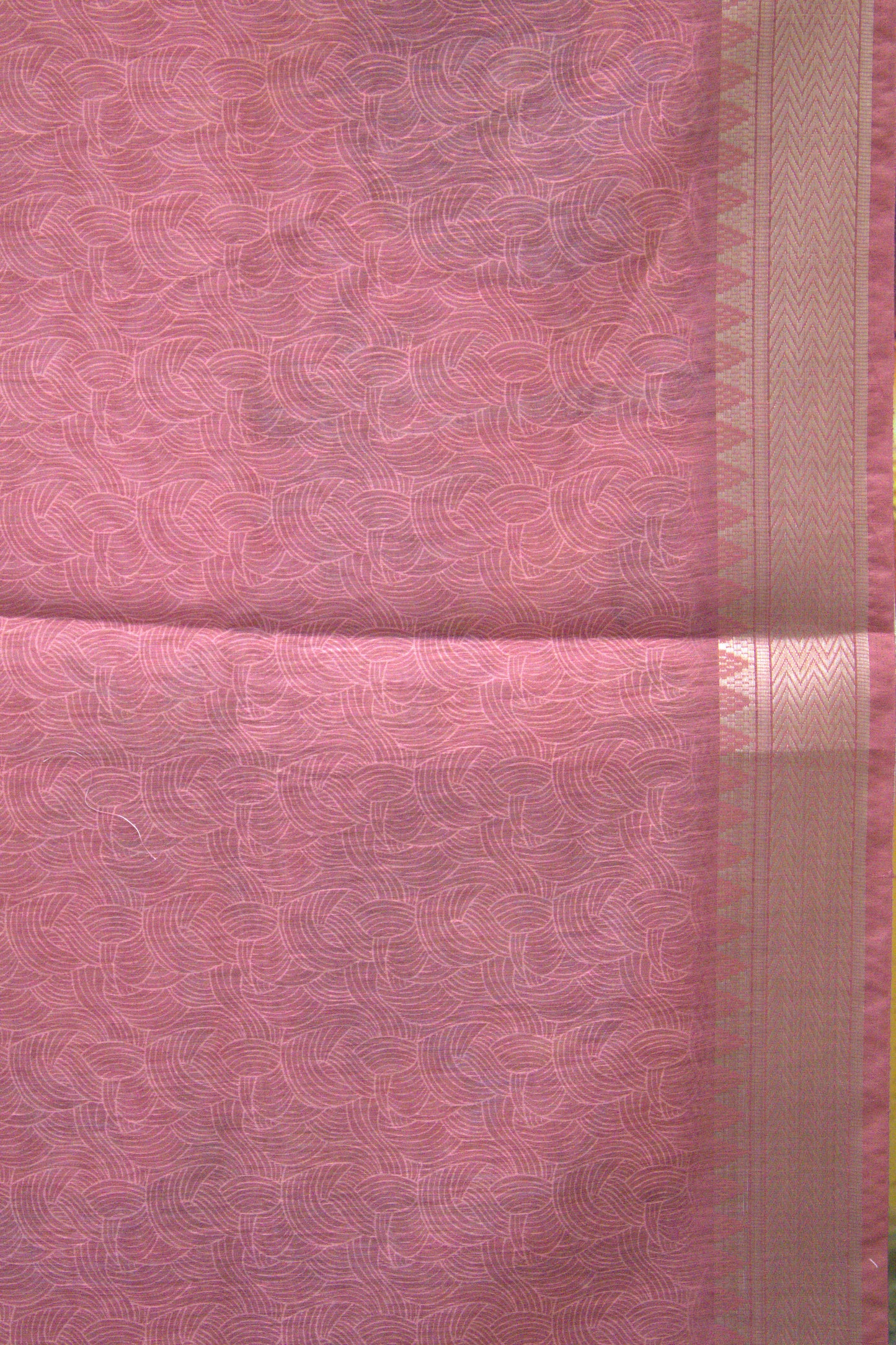 Semi Chanderi Saree Peacock Print-Peachish Pink