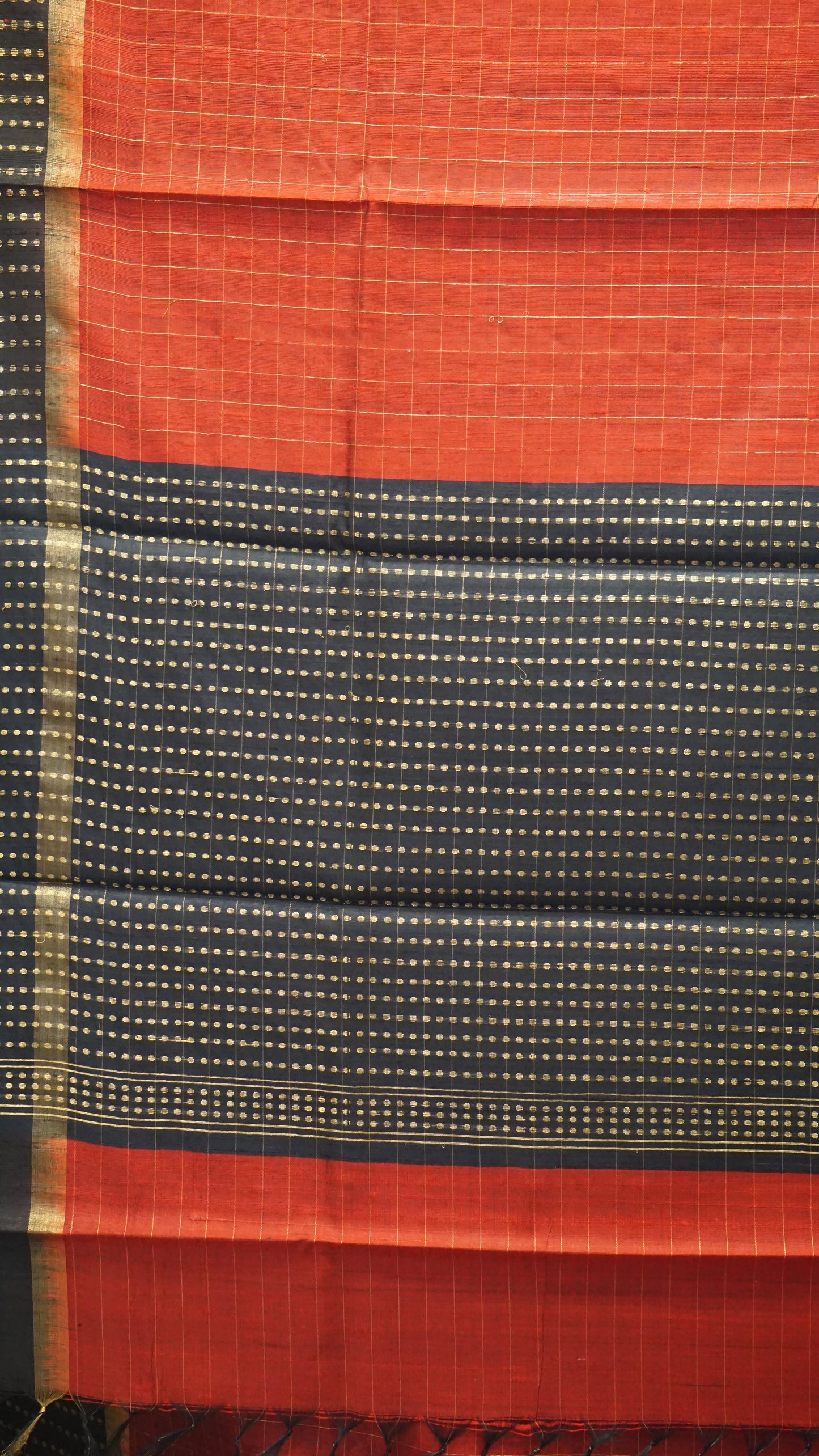 Pure Dupion Silk Saree Checks - Maroon with Black Border