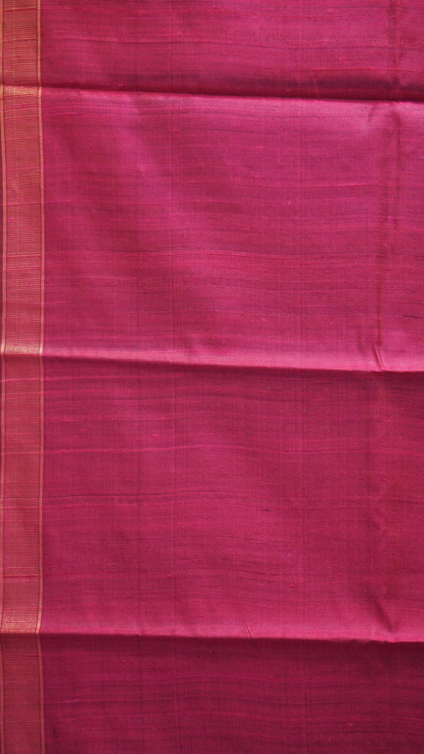 Pure Dupion Silk Saree - Navy Blue with Pink Border