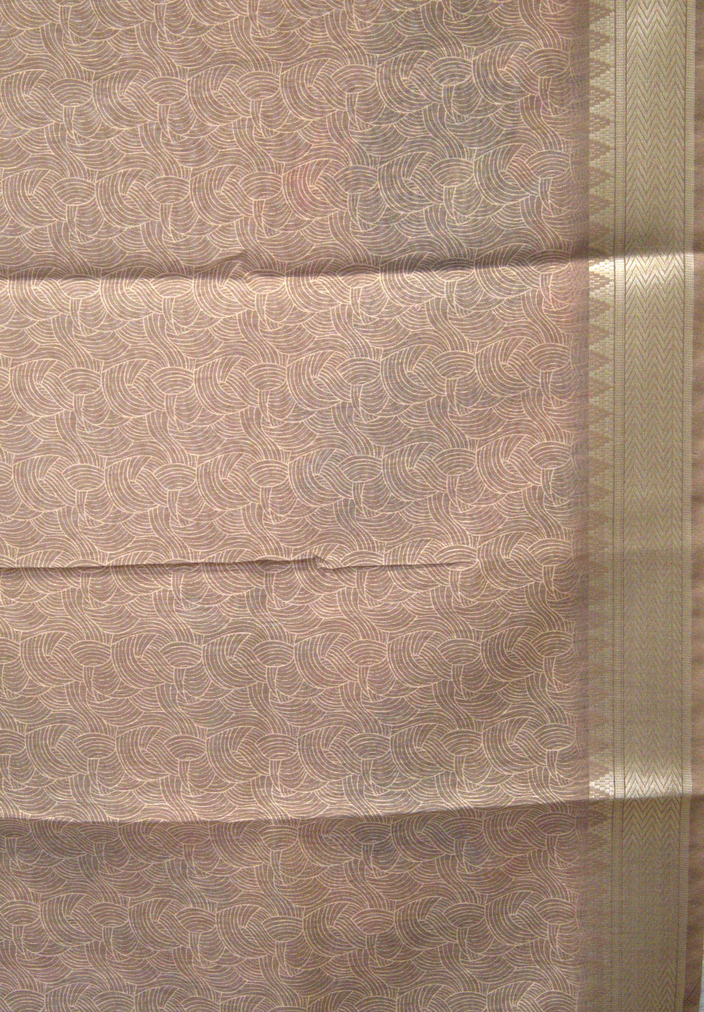 Semi Chanderi Saree Peacock Print-Brown