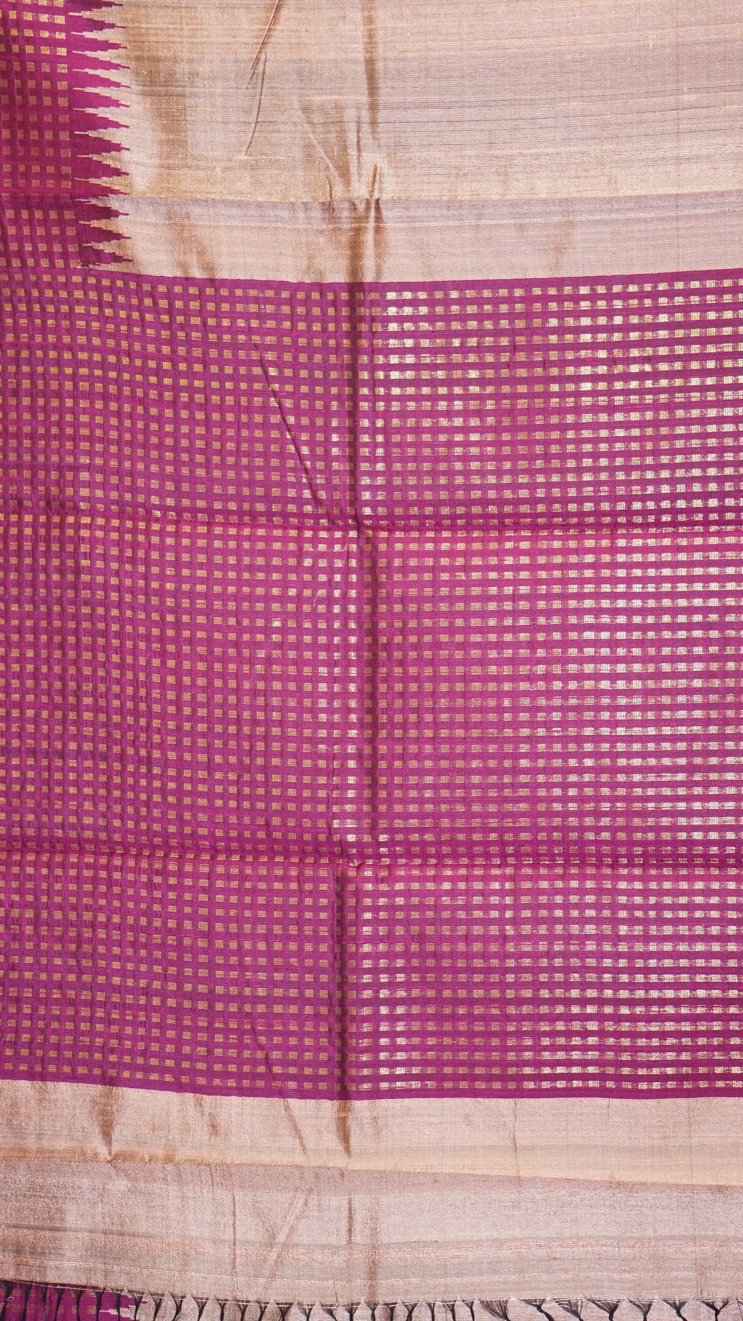 Pure Dupion Silk Saree - Onion Pink with Purple Border
