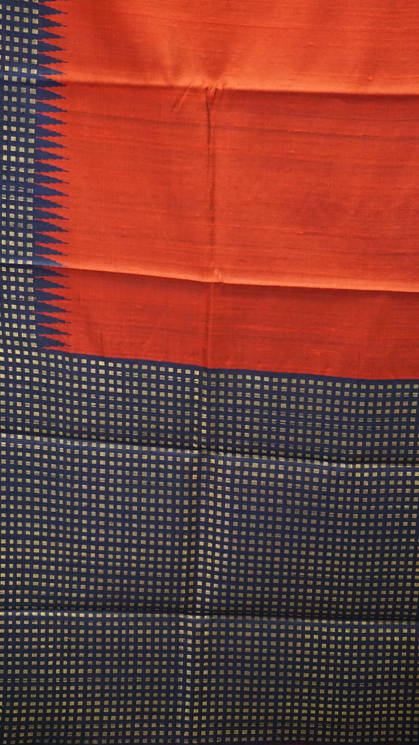 Pure Dupion Silk Saree - Maroon with Navy Blue Border