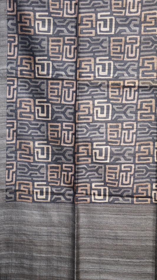 Pure Tussar Saree - Grey