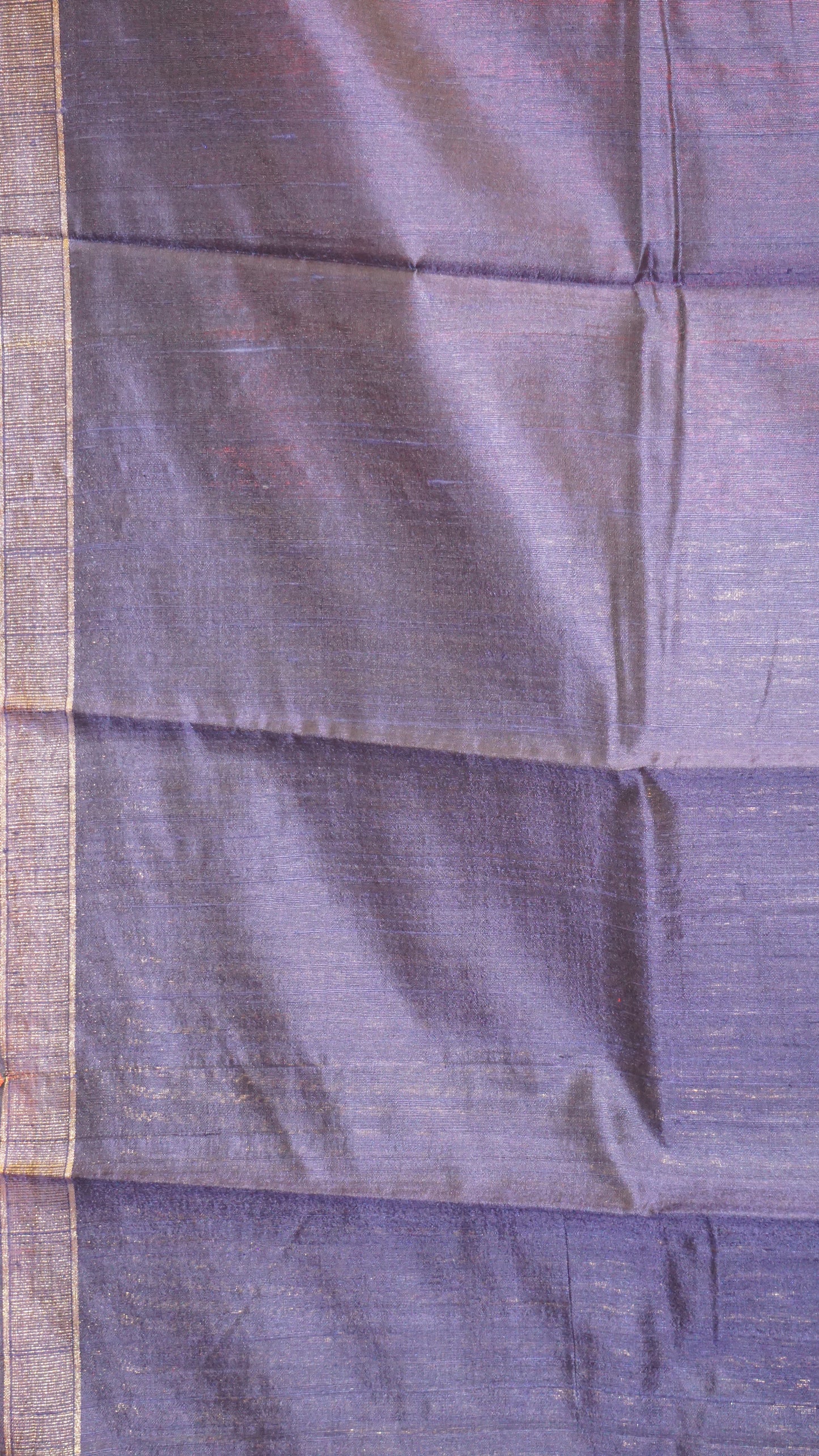 Pure Dupion Silk Saree - Maroon with Navy Blue Border