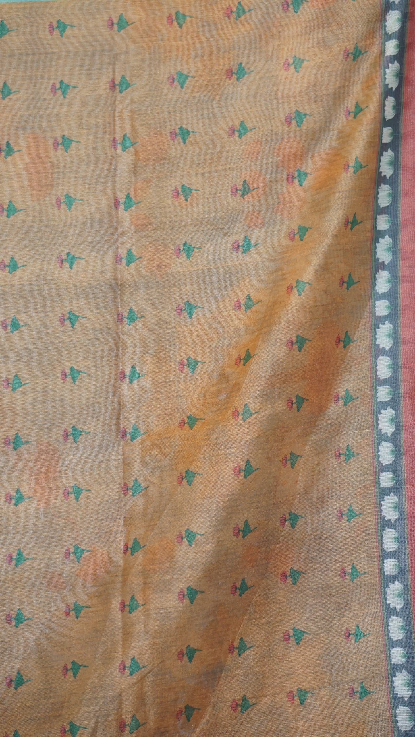 Chanderi Saree Pichwai Print - Teal Blue