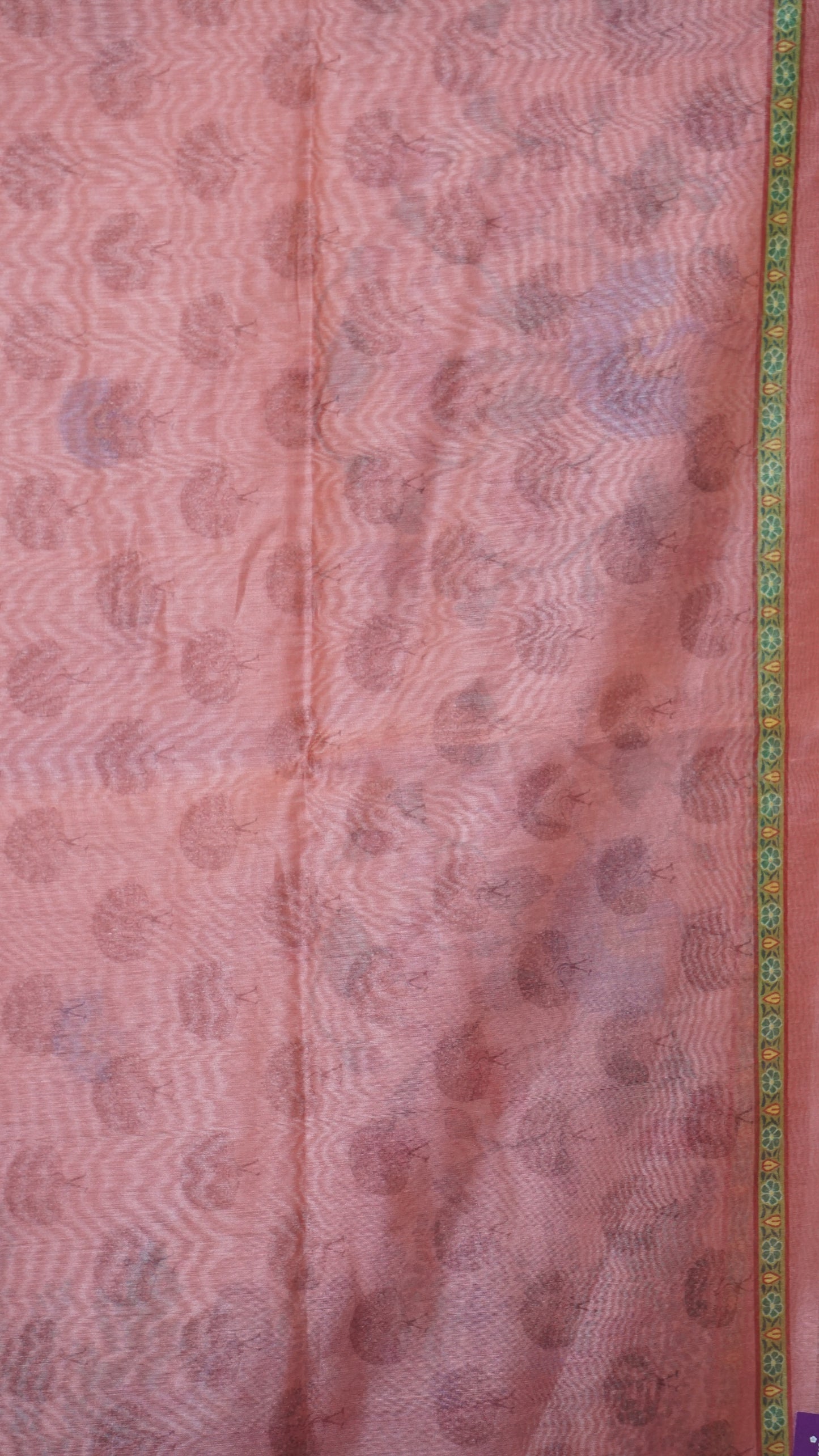 Chanderi Saree Pichwai Print - Peach